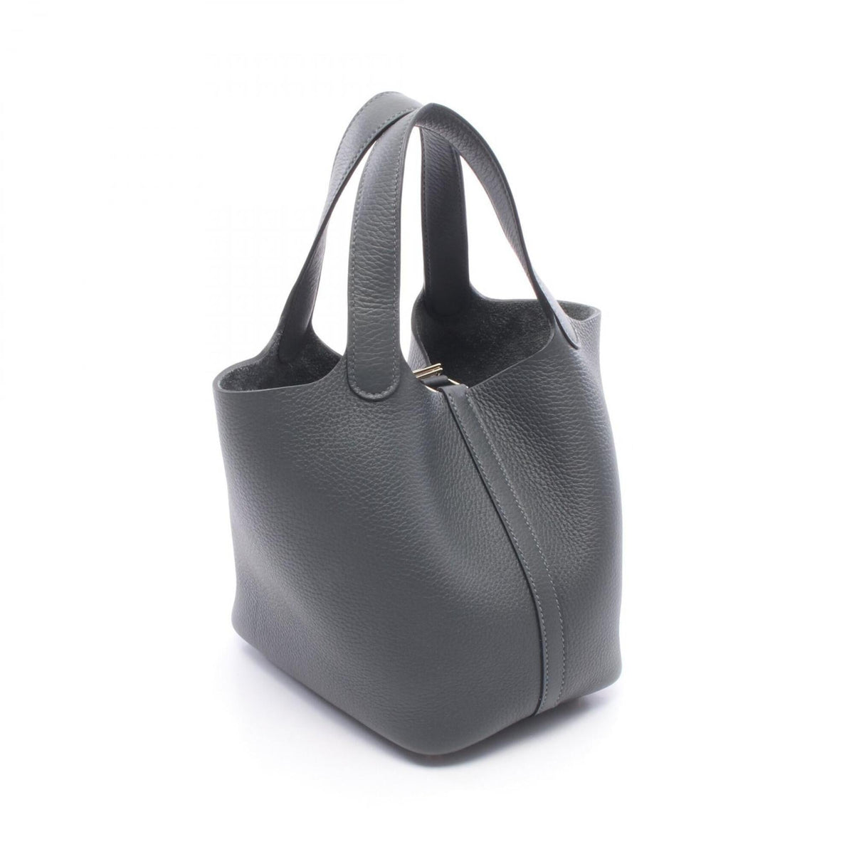 Hermes Gray Taurillon Clemence Leather Handbag (Pre-Owned)