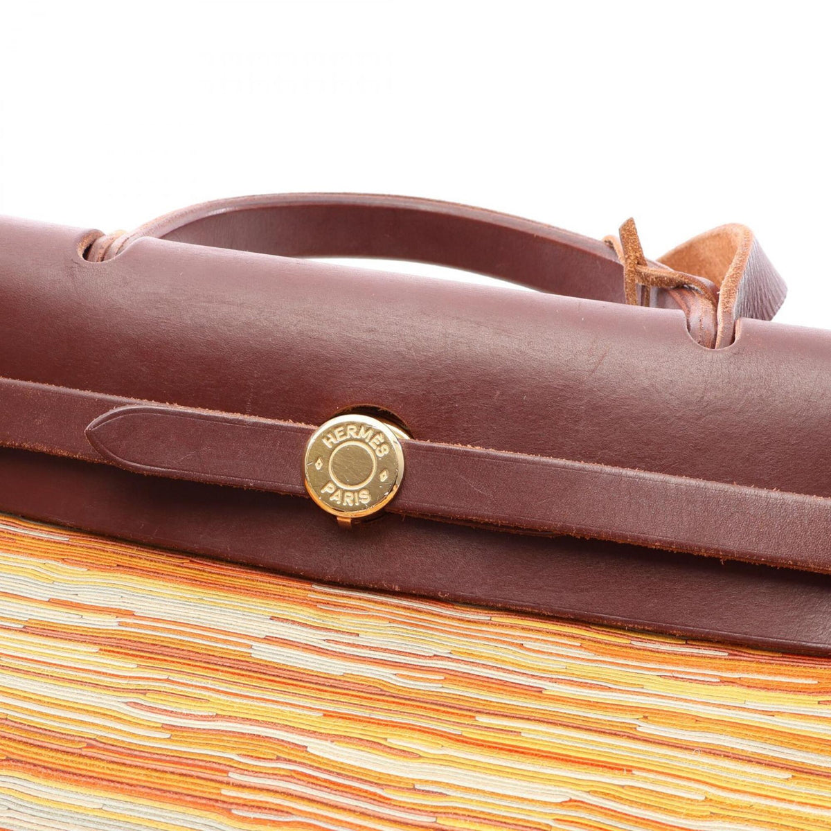 Hermes Brown Multi-Color Vibrato Leather Handbag (Pre-Owned)
