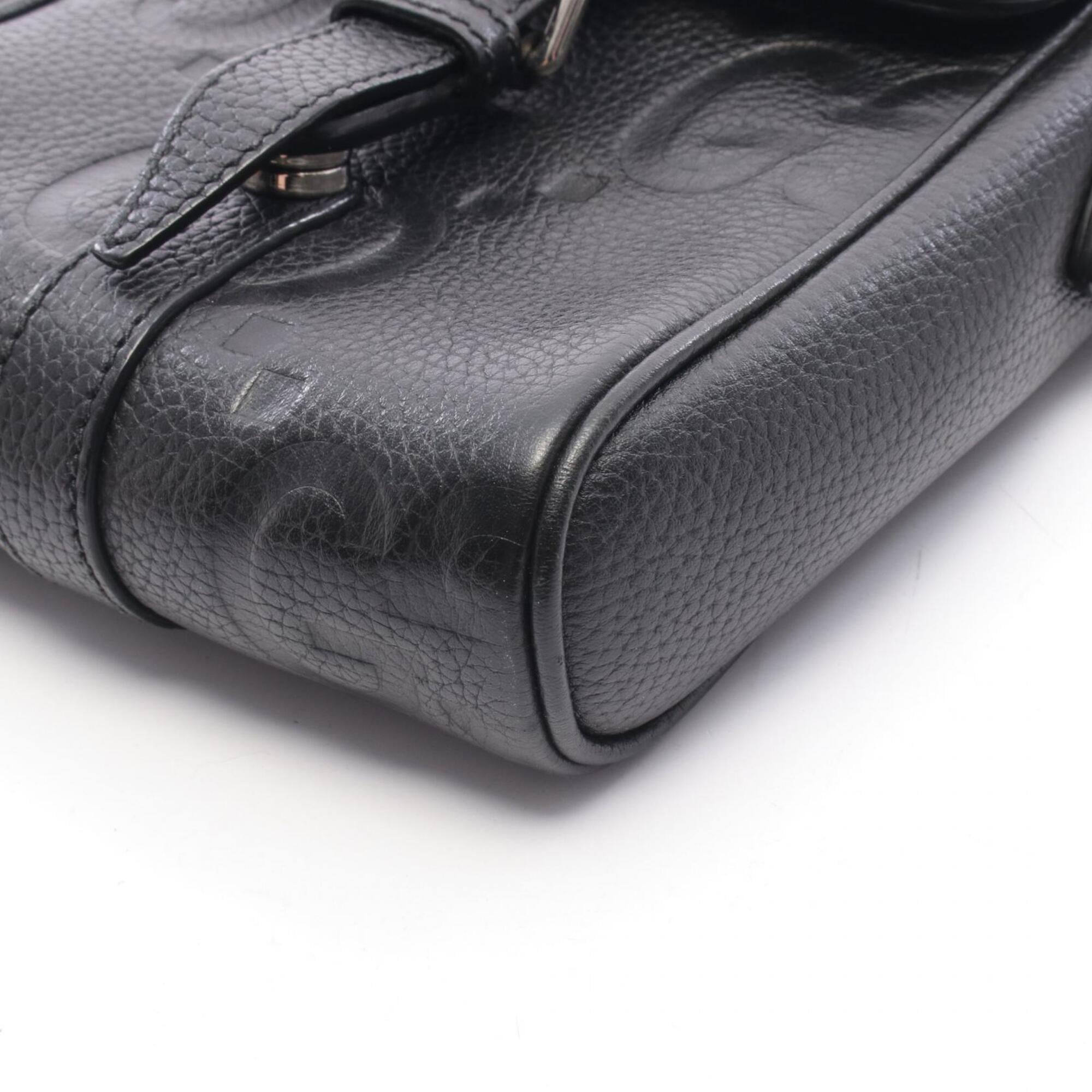 Gucci Black Leather Handbag Messenger Bag Shoulder Bag (Pre-Owned)