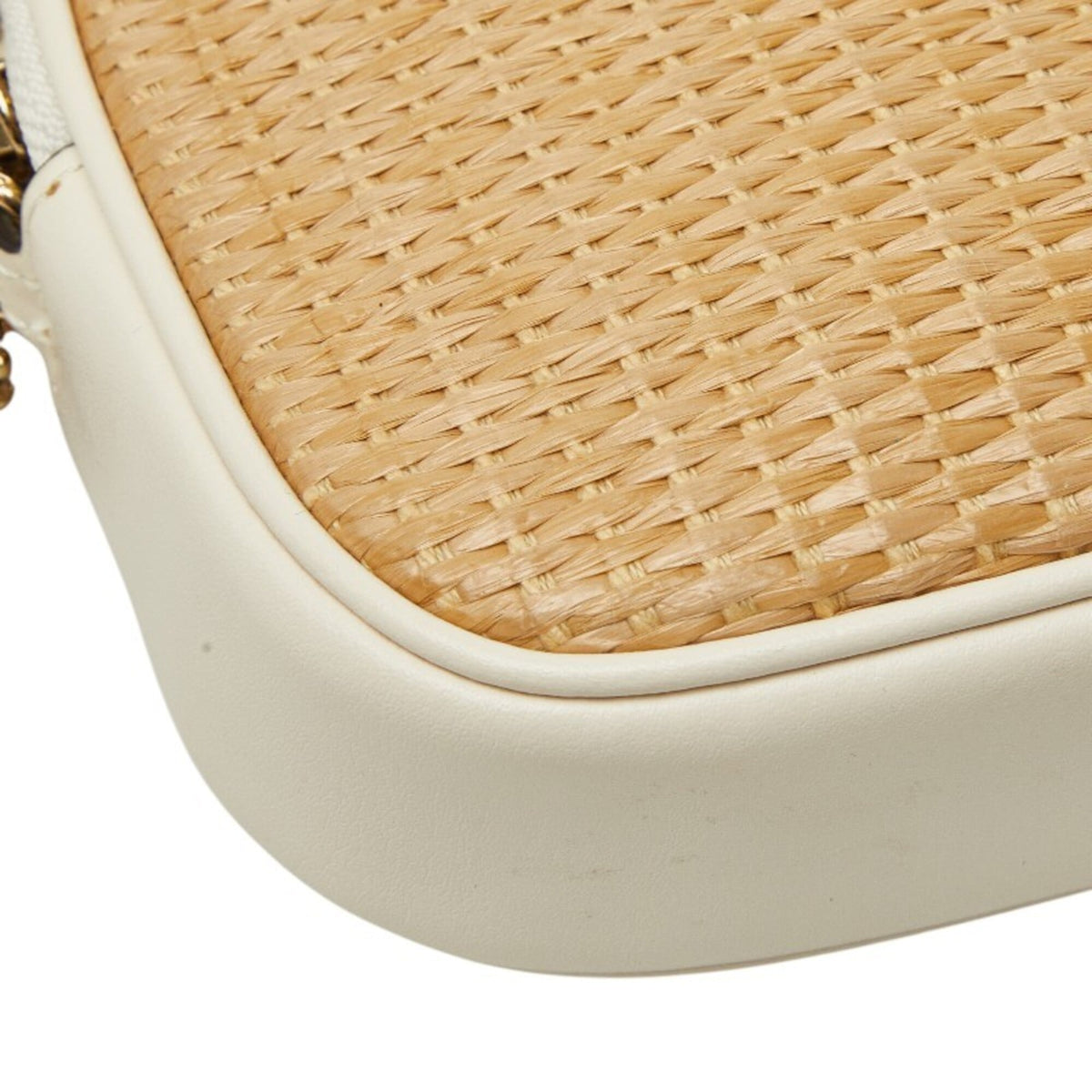 Coach Beige Off-White Raffia Leather Pochette Shoulder Bag (Pre-Owned)