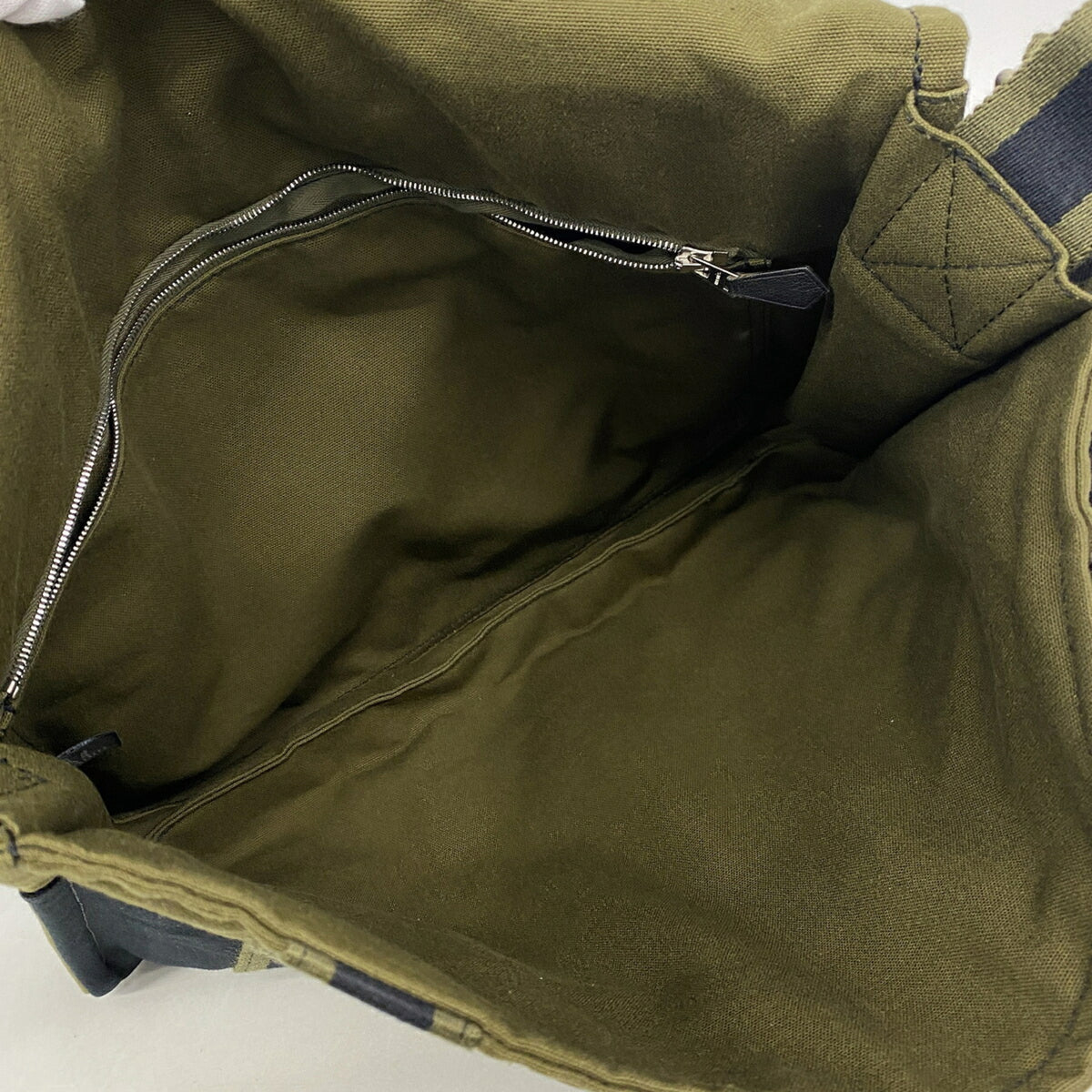 Hermes Black Khaki Canvas Shoulder Bag (Pre-Owned)