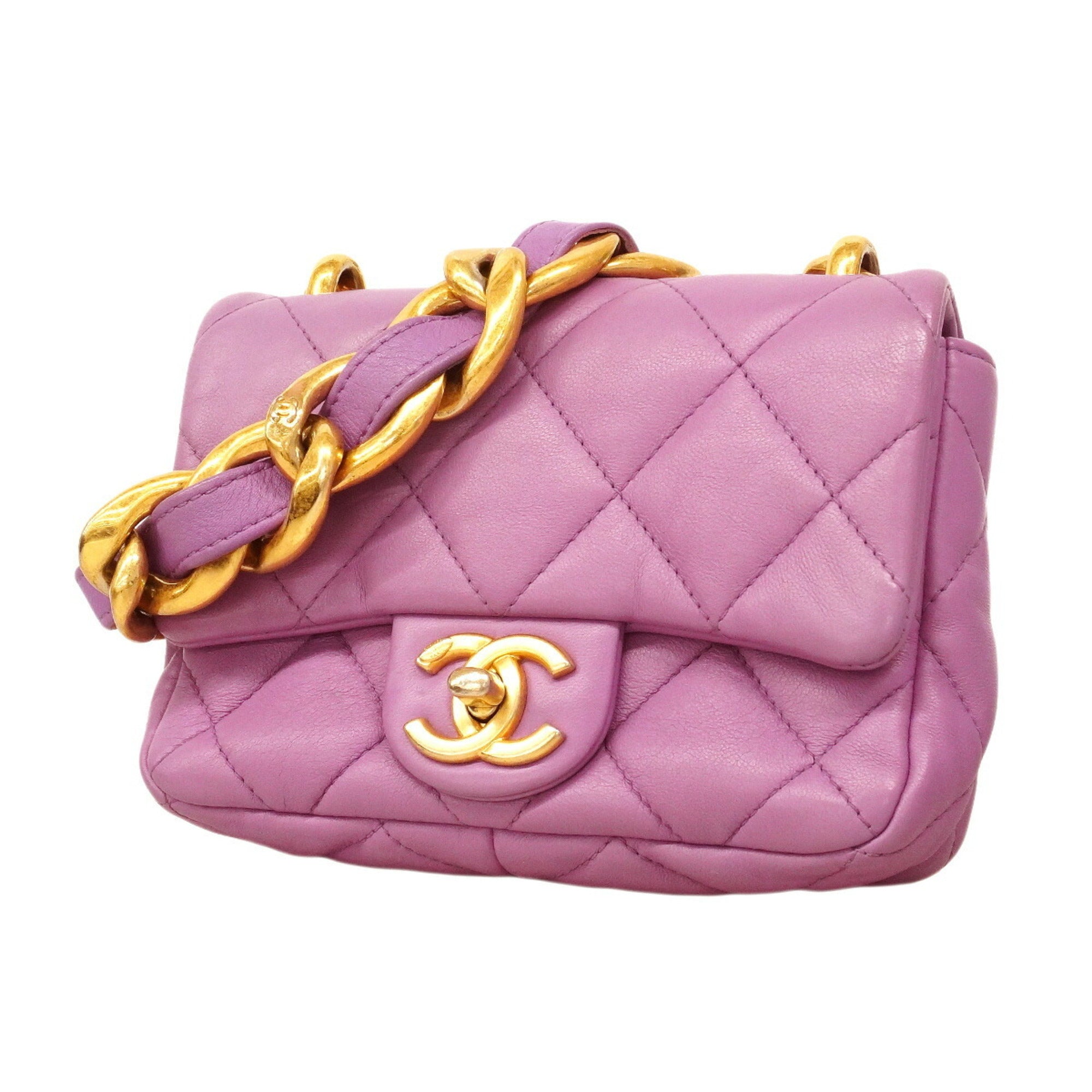 Chanel Purple Leather Shoulder Bag (Pre-Owned)