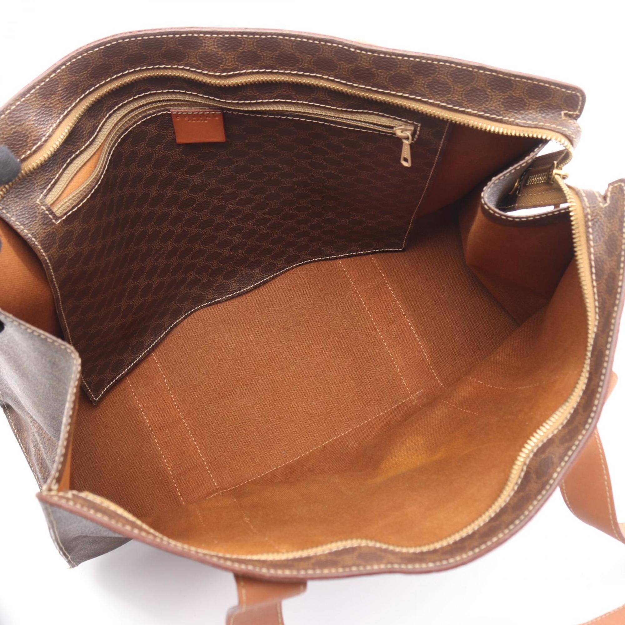 Celine Brown Coated Canvas Leather Tote Bag (Pre-Owned)