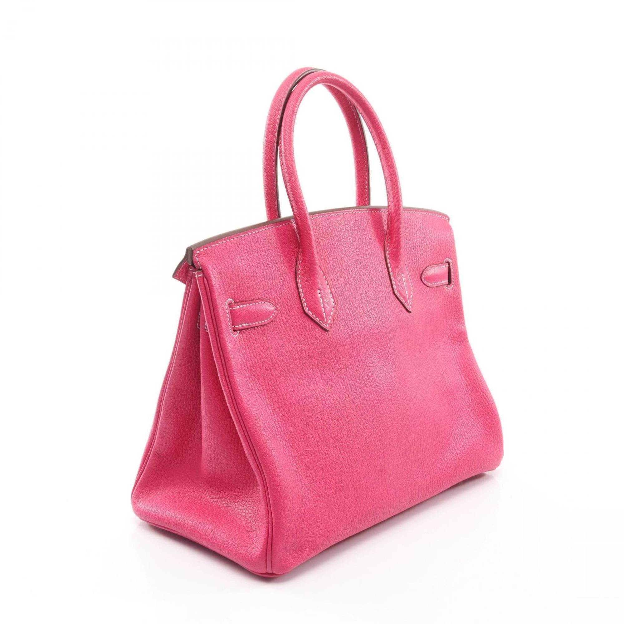Hermes Cyclamen Pink Purple Rose Shocking Chevre Leather Leather Handbag (Pre-Owned)