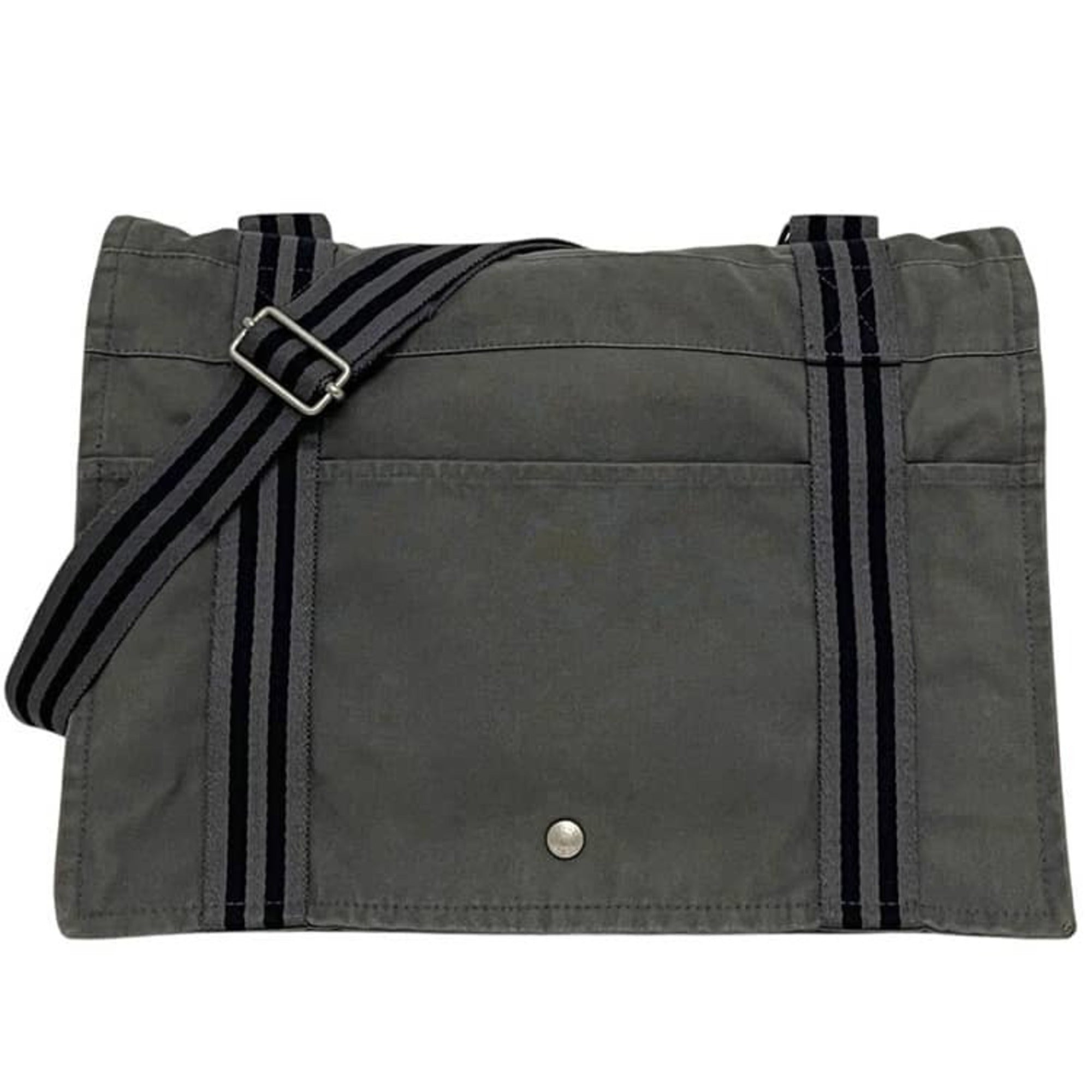 Hermes Gray Cotton Canvas Shoulder Bag (Pre-Owned)