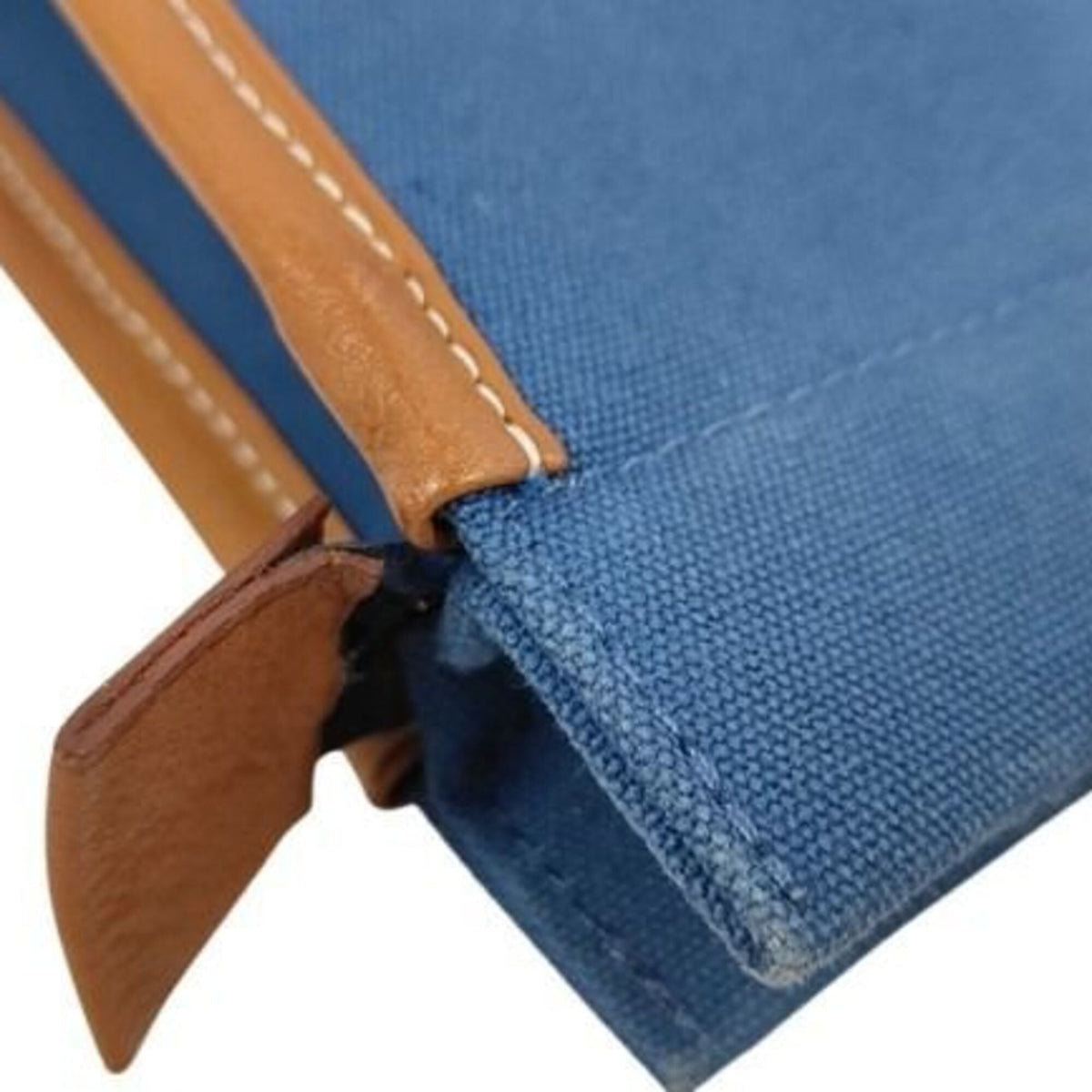 Hermes Brown Navy Canvas Leather Pouch (Pre-Owned)