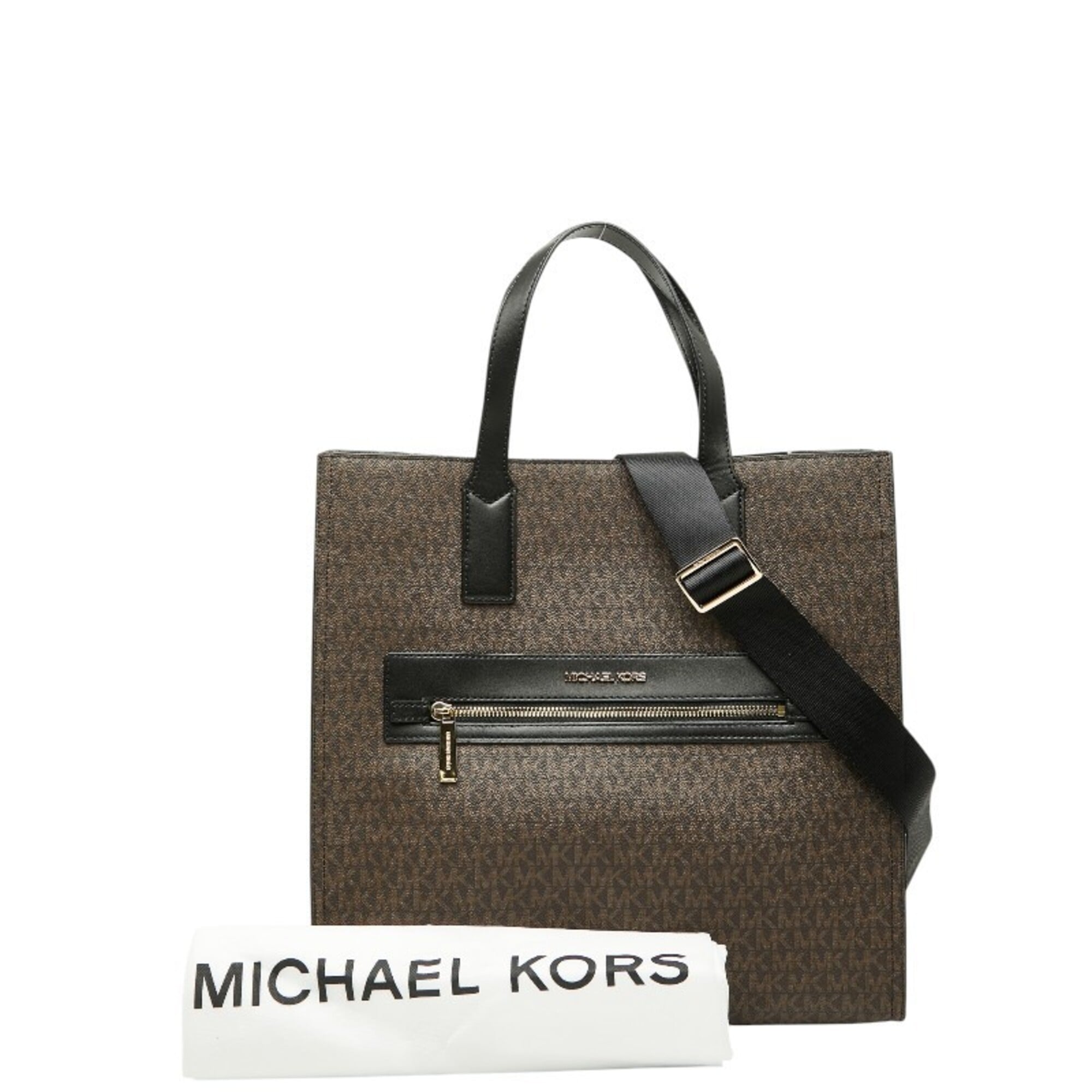 Michael Kors Black Brown Pvc Leather Handbag Shoulder Bag Tote Bag (Pre-Owned)