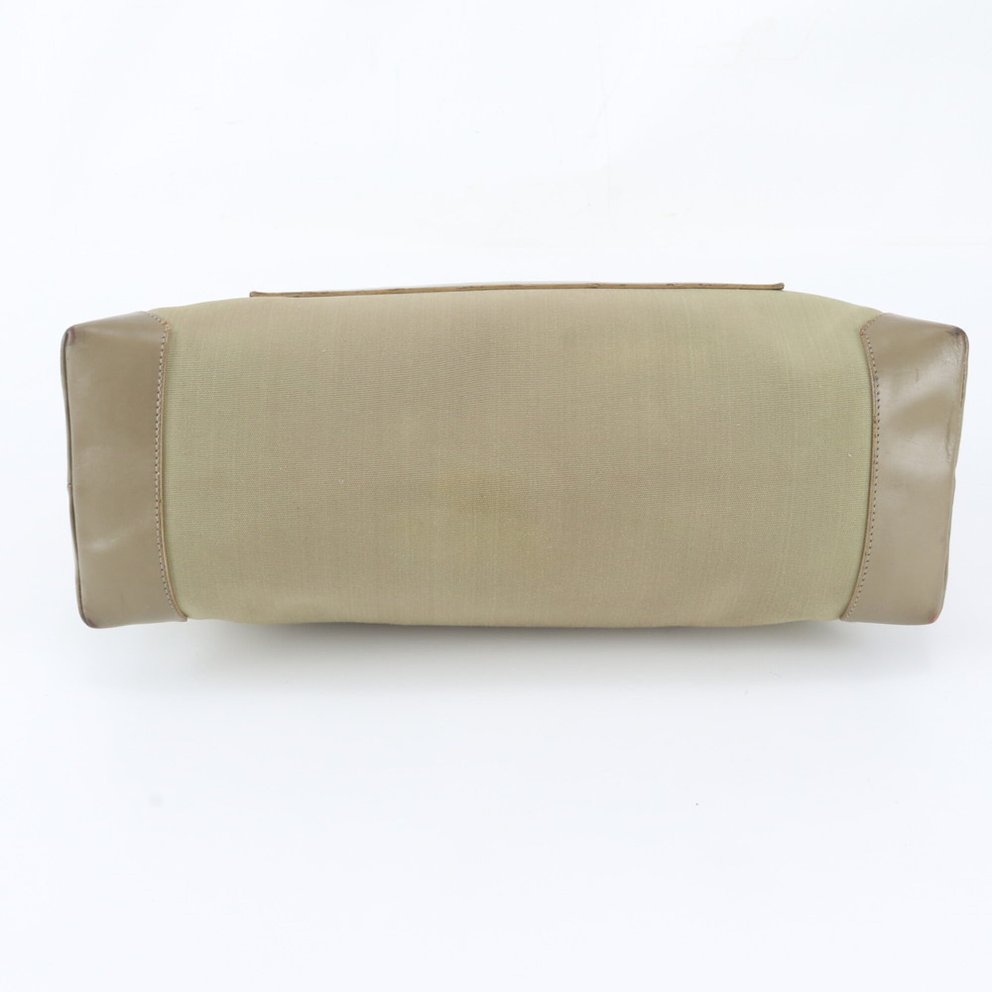 Gucci Green Khaki Leather Nylon Shoulder Bag Tote Bag (Pre-Owned)