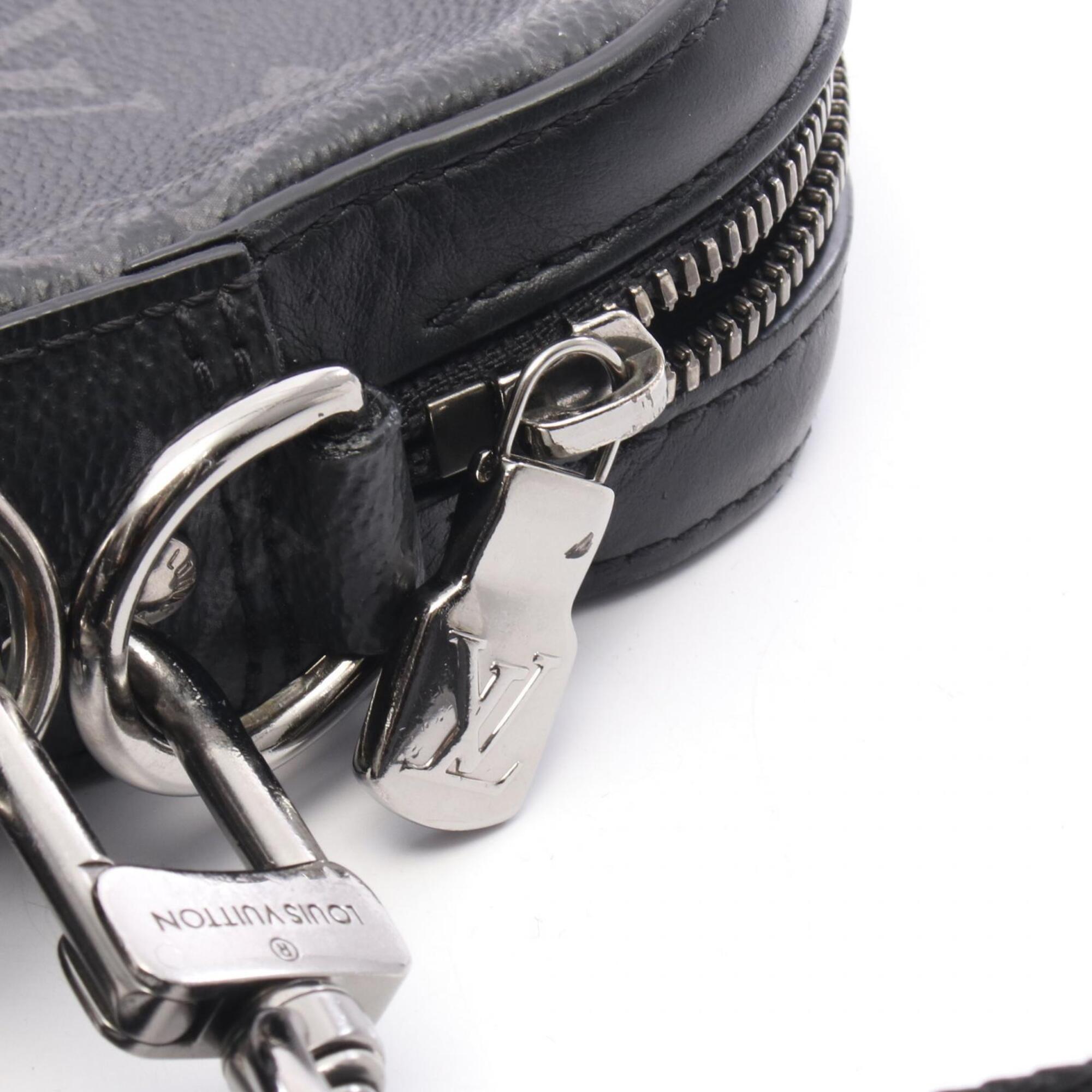 Louis Vuitton Black Gray Coated Canvas Leather Handbag Shoulder Bag (Pre-Owned)