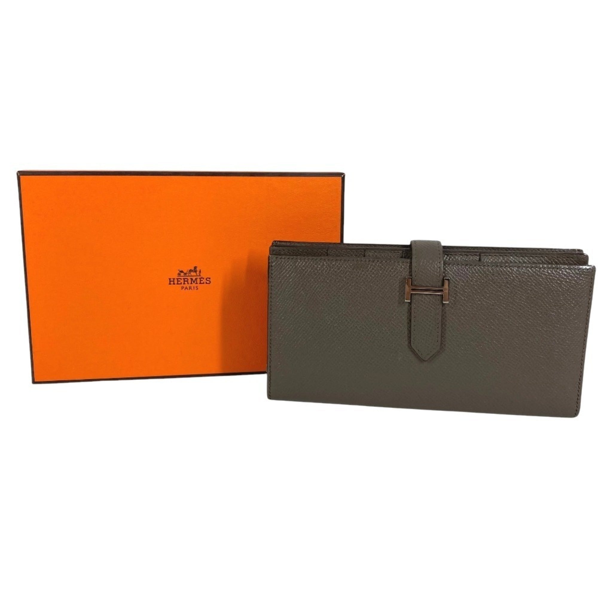 Hermes Gray Epsom Leather Long Wallet (Bi-Fold) (Pre-Owned)