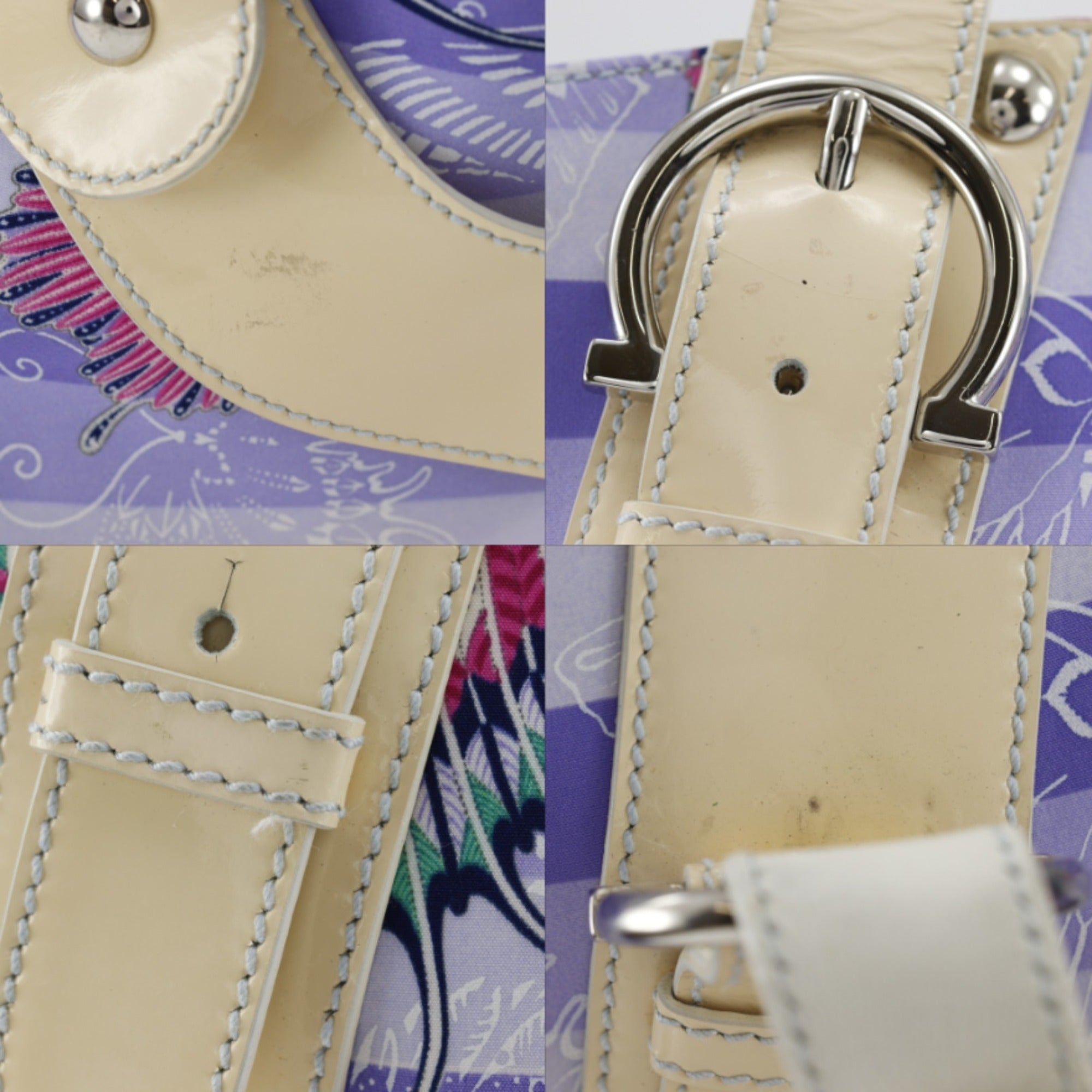 Salvatore Ferragamo Gancini Purple Nylon Tote Bag (Pre-Owned)