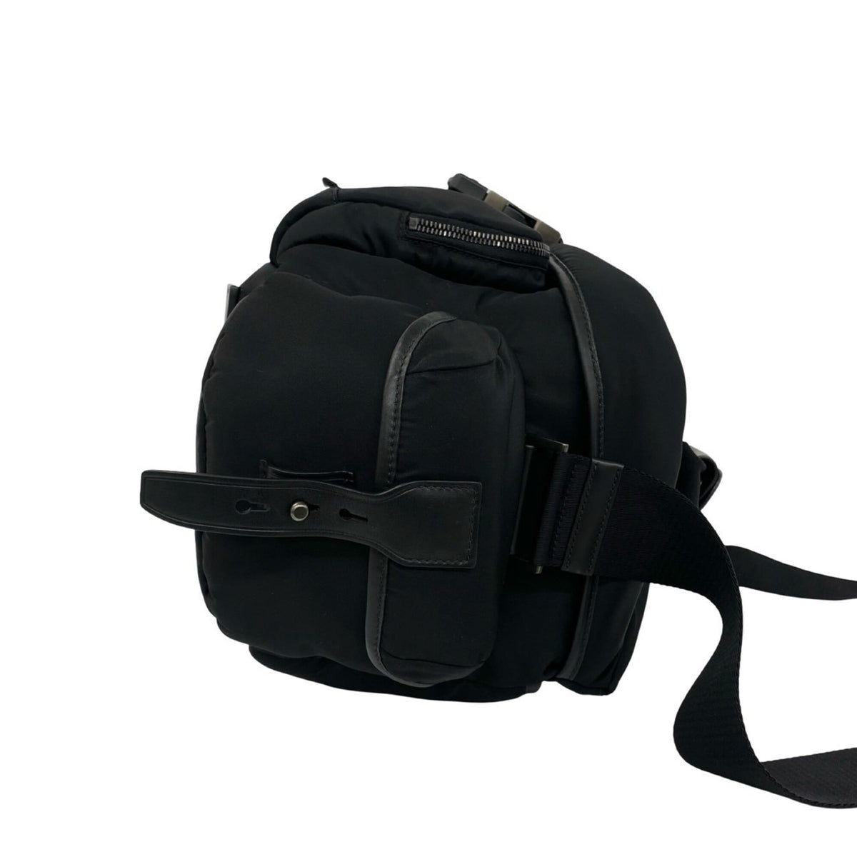 Prada Black Nylon Leather Shoulder Bag Vanity Bag (Pre-Owned)