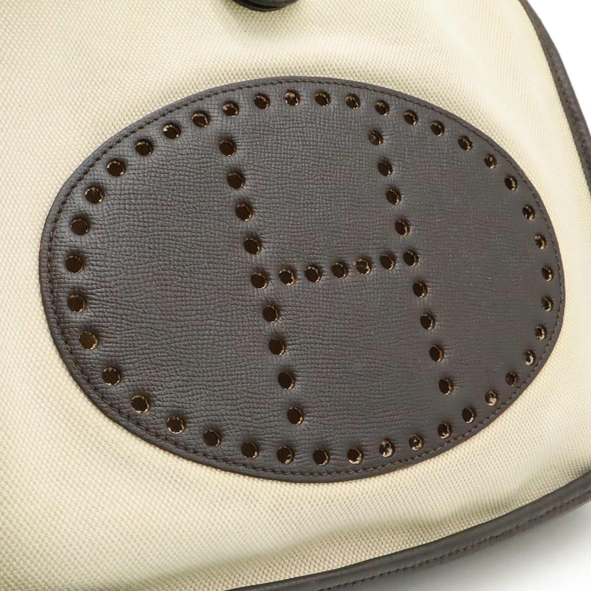 Hermes Dark Brown Natural Toile H Shoulder Bag (Pre-Owned)