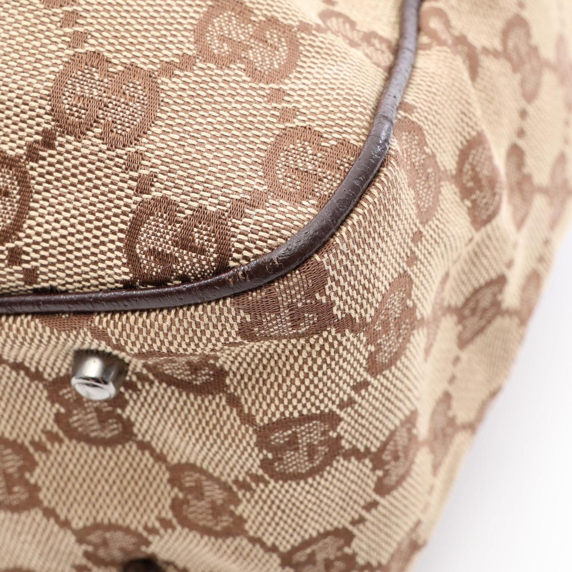 Gucci Beige Brown Canvas Leather Tote Bag (Pre-Owned)