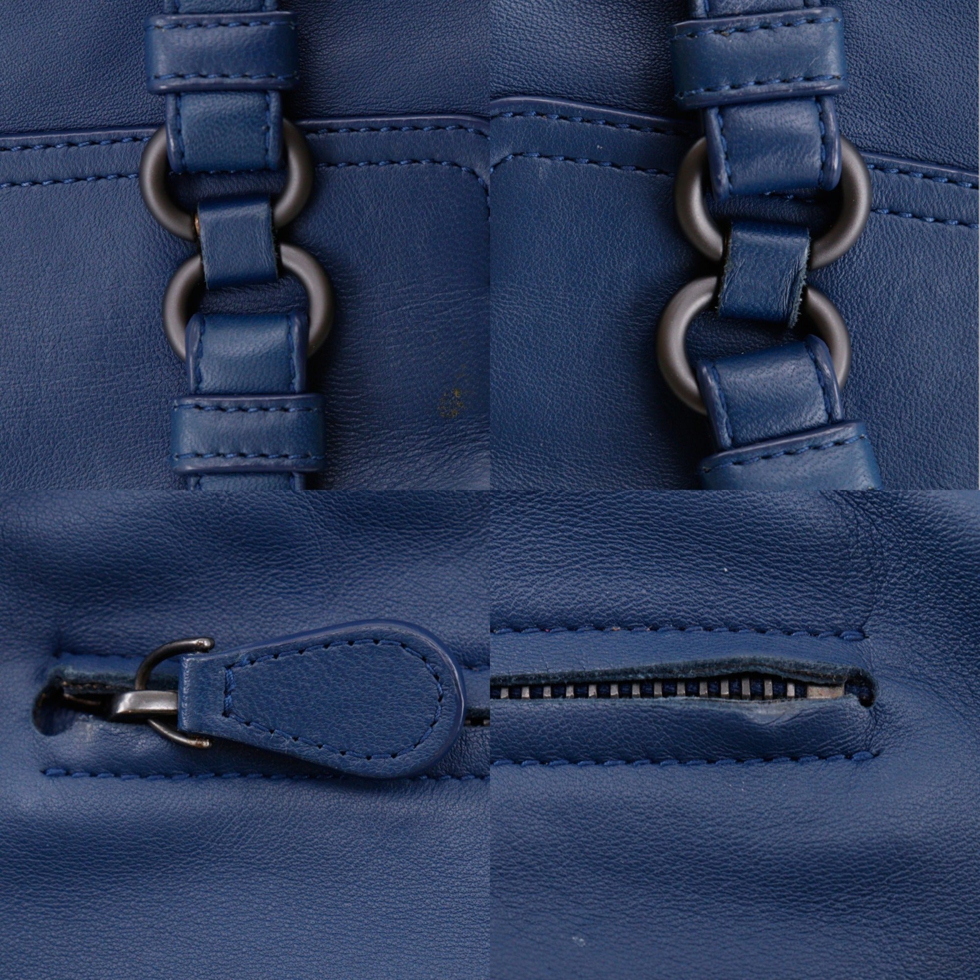 Bottega Veneta Intrecciato Blue Leather Backpack (Pre-Owned)