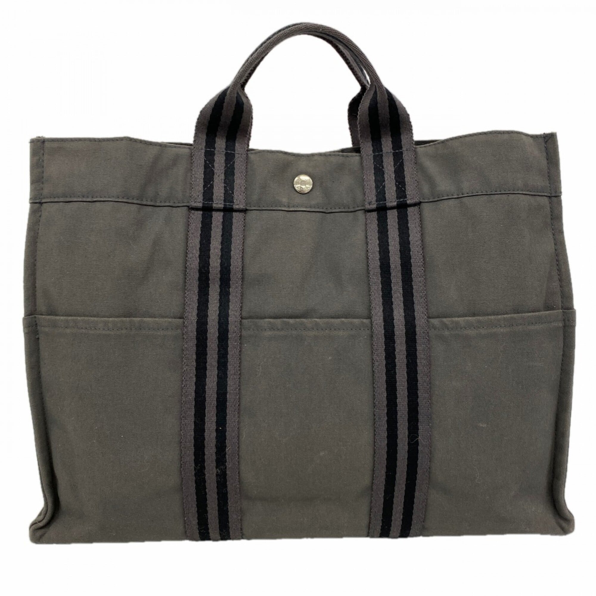 Hermes Gray Canvas Tote Bag (Pre-Owned)