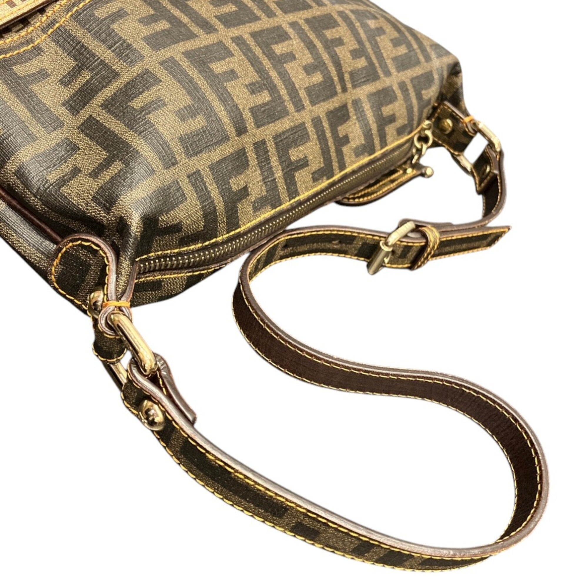 Fendi Brown Zucca Pvc Leather Shoulder Bag (Pre-Owned)