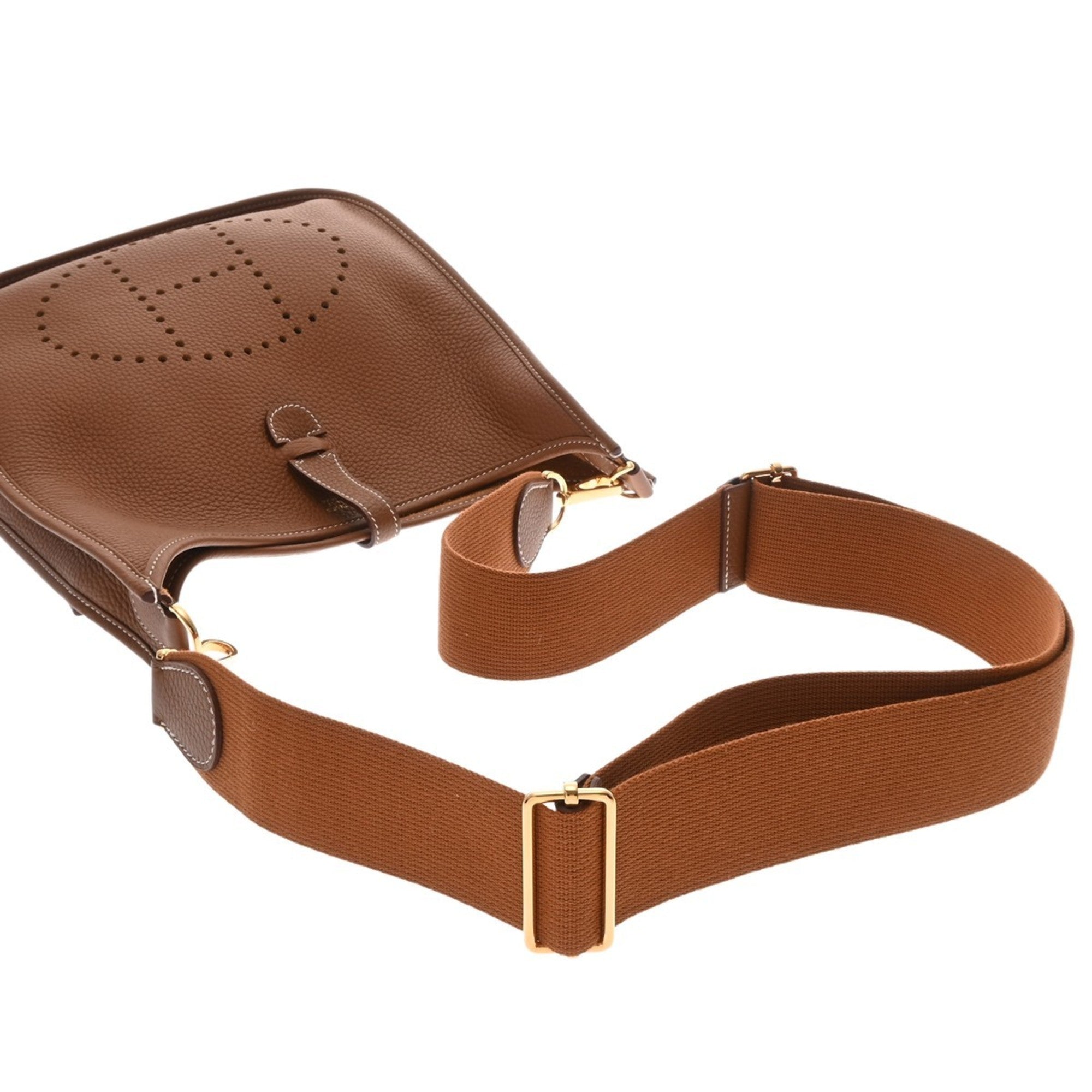 Hermes Gold Taurillon Clemence Leather Shoulder Bag (Pre-Owned)