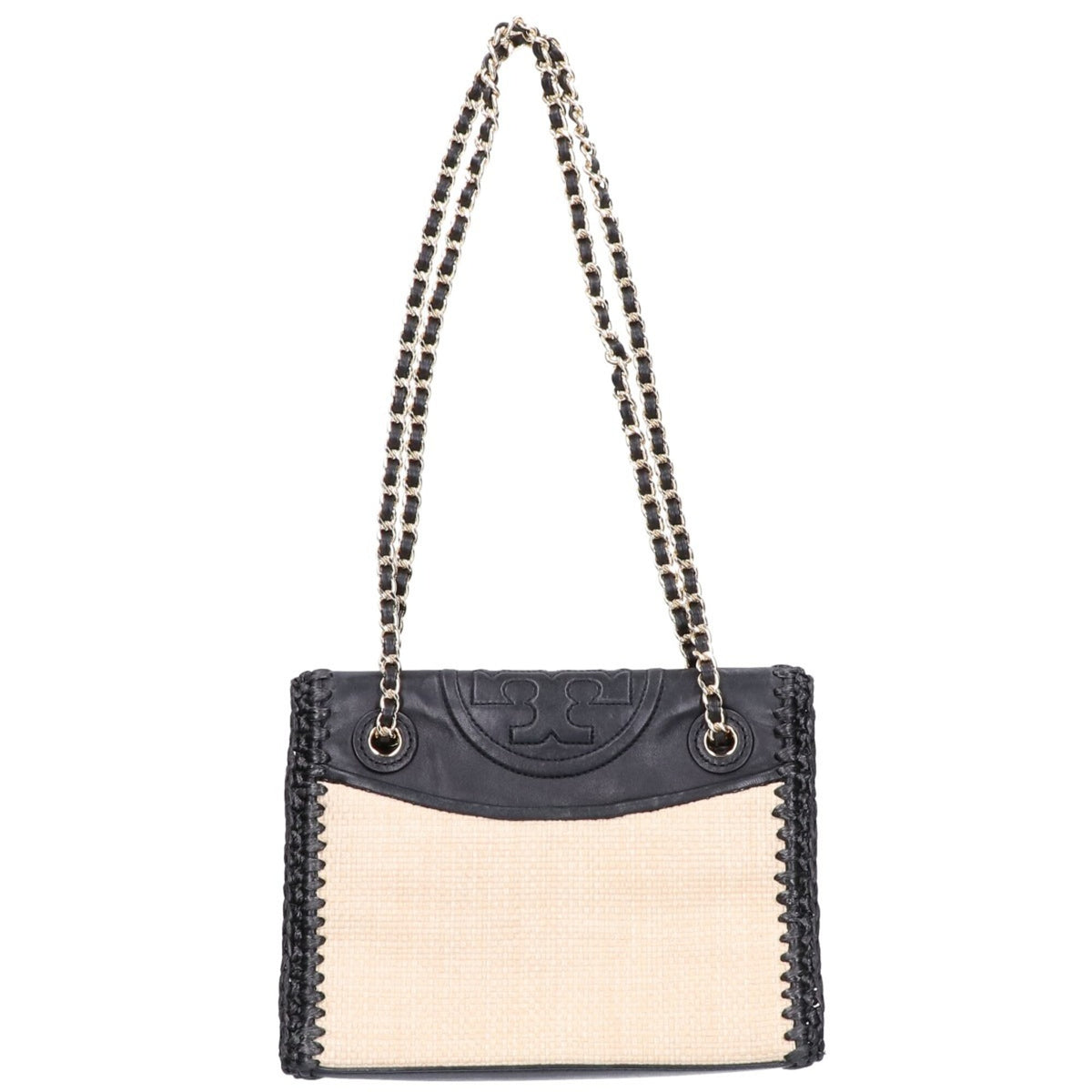 Tory Burch Beige Black Leather Handbag (Pre-Owned)