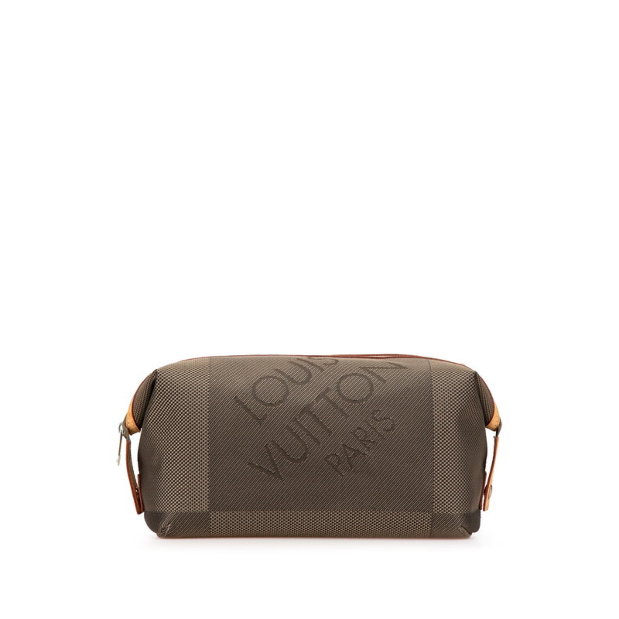 Louis Vuitton Damier Geant Earth Khaki Canvas Leather Pouch (Pre-Owned)