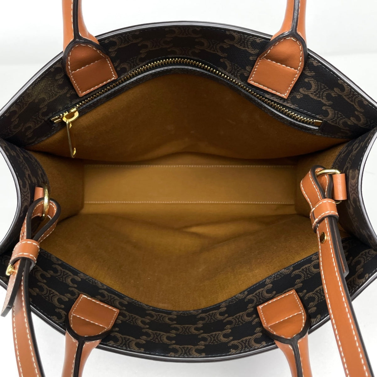 Celine Cabas Brown Coated Canvas Leather Tote Bag (Pre-Owned)