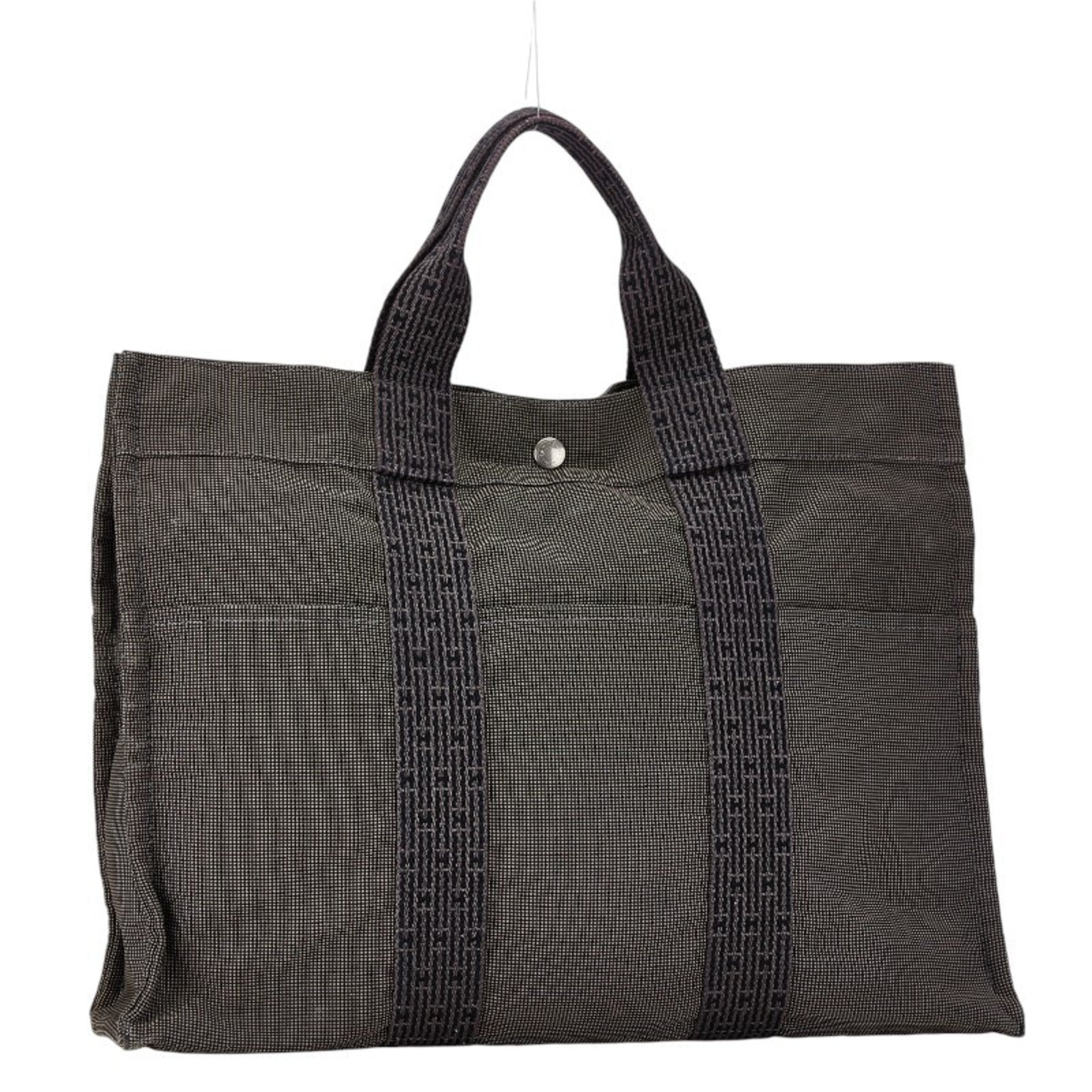 Hermes Gray Canvas Handbag Tote Bag (Pre-Owned)