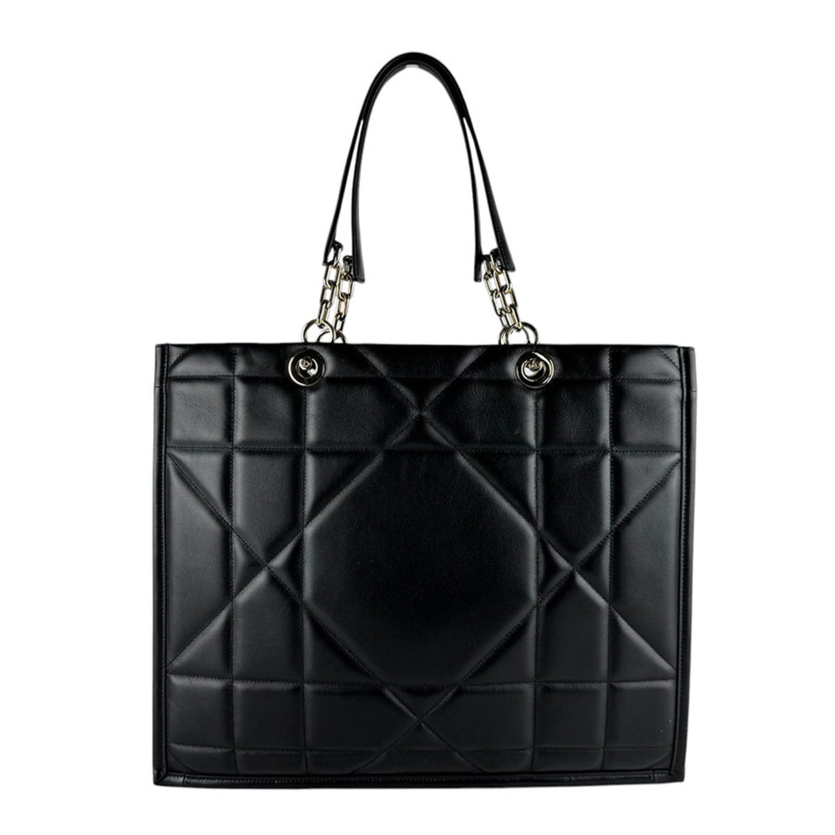 Christian Dior Black Leather Handbag Tote Bag (Pre-Owned)