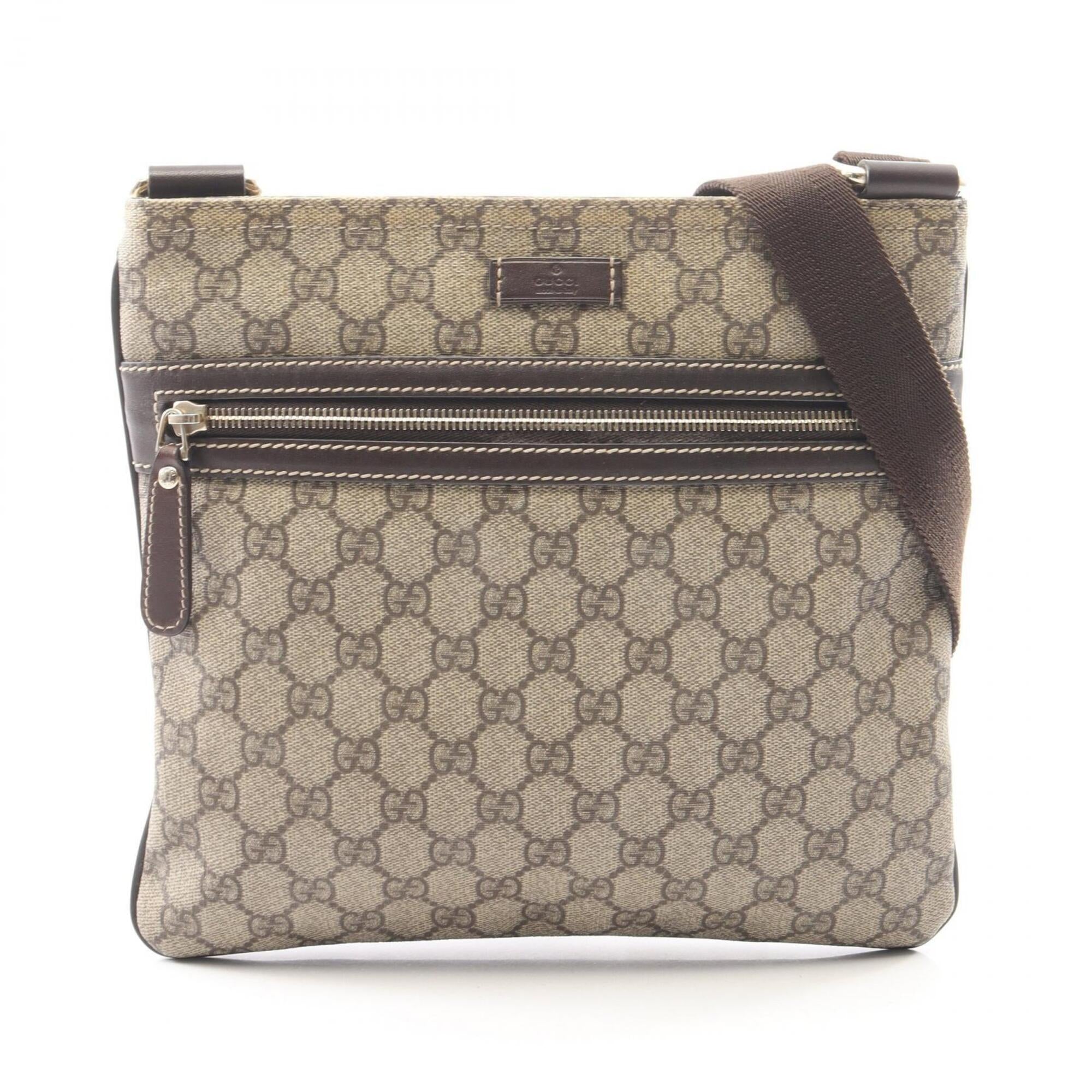 Gucci Beige Brown Coated Canvas Leather Handbag Shoulder Bag (Pre-Owned)