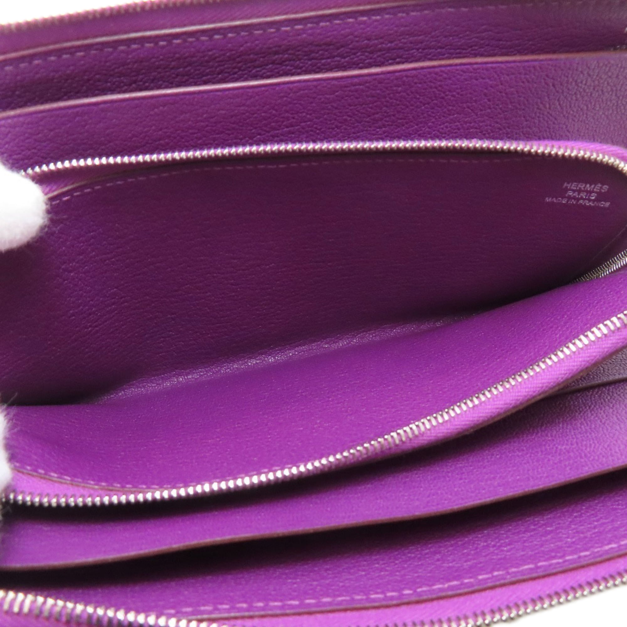 Hermes Purple Togo Leather Long Wallet (Bi-Fold) (Pre-Owned)