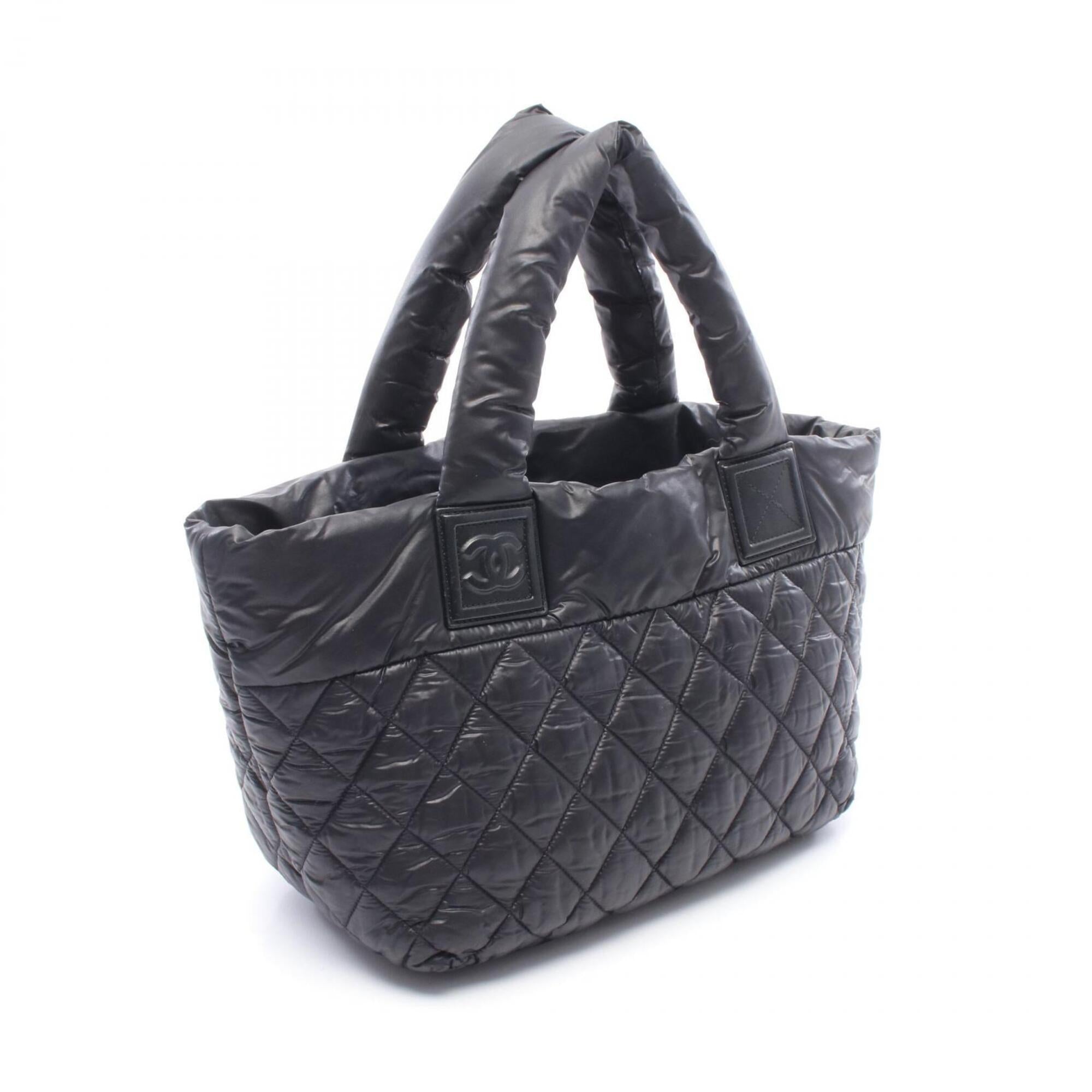 Chanel Black Bordeaux Nylon Leather Handbag Tote Bag (Pre-Owned)