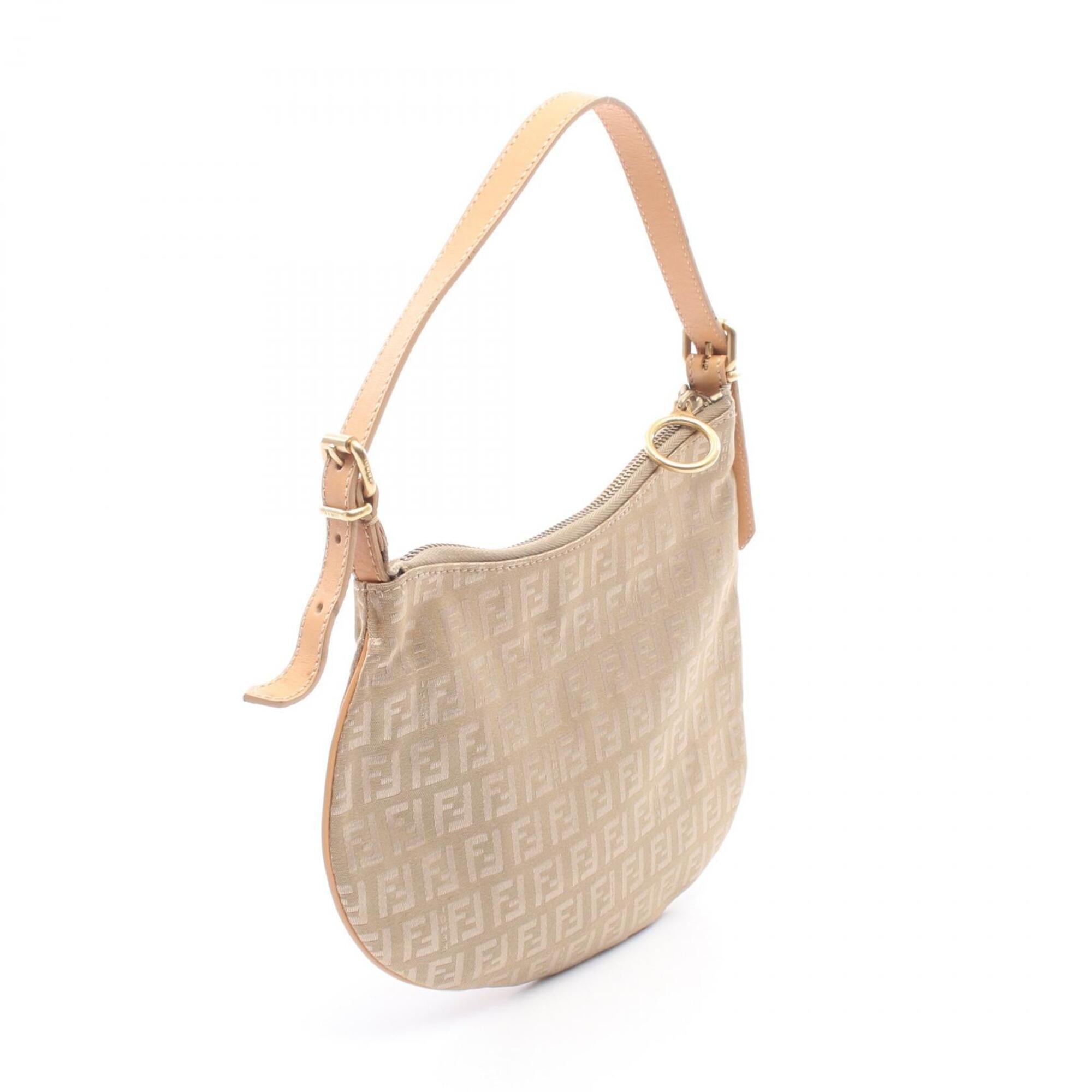 Fendi Beige Canvas Leather Handbag Shoulder Bag (Pre-Owned)