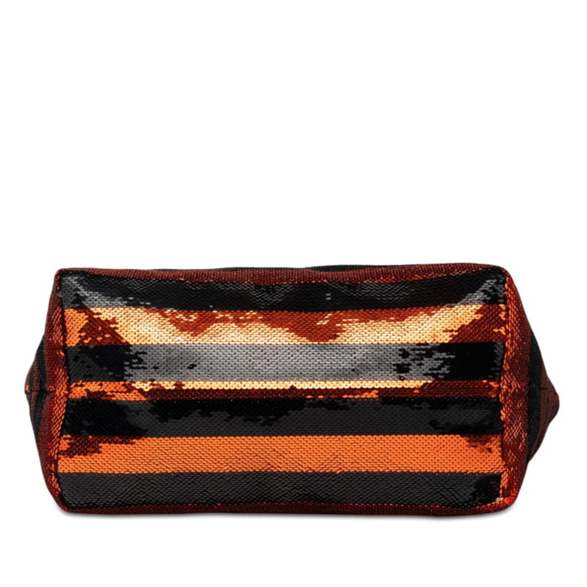 Prada Black Orange Spangles Leather Tote Bag (Pre-Owned)