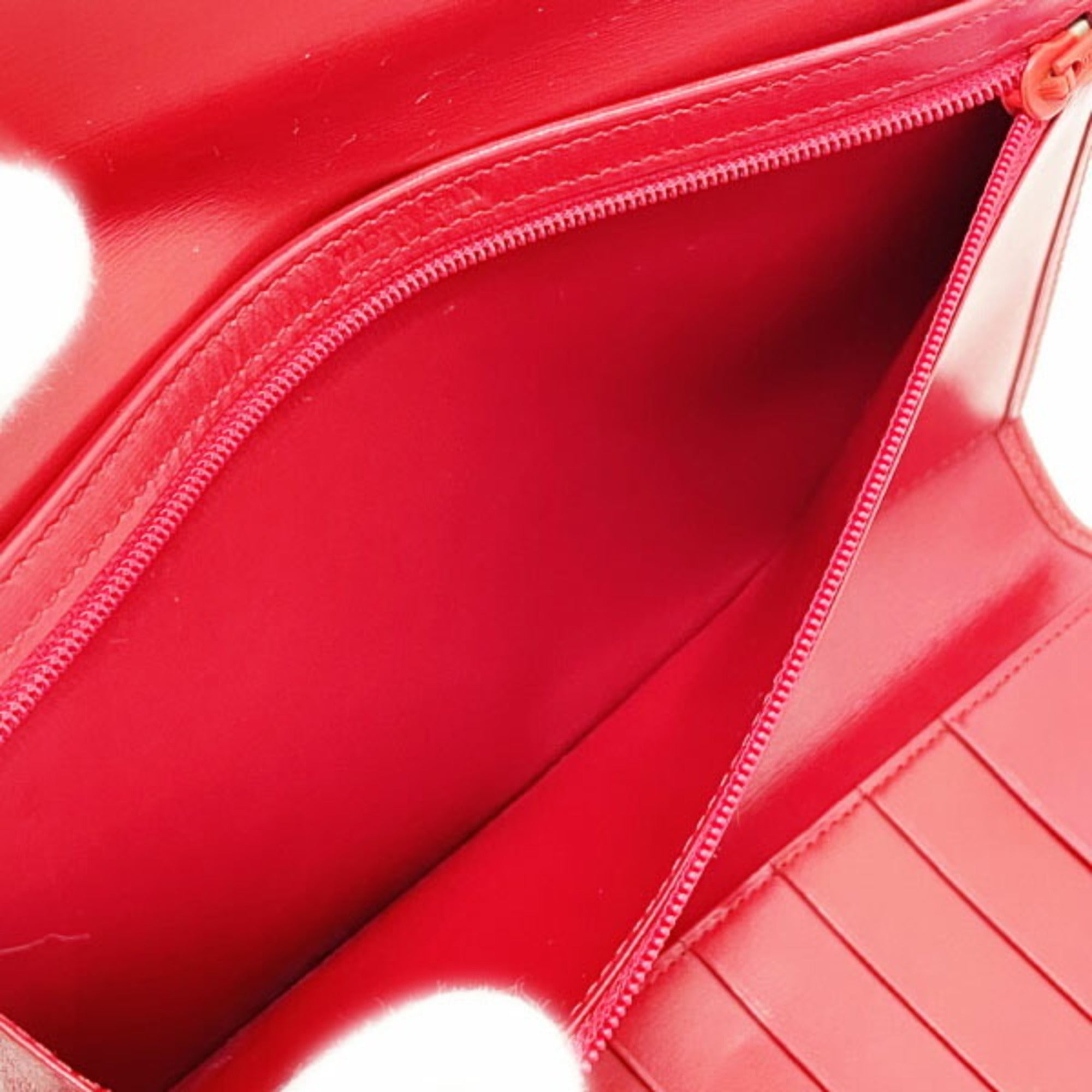 Loewe Red Color Leather Long Wallet (Tri-Fold) (Pre-Owned)