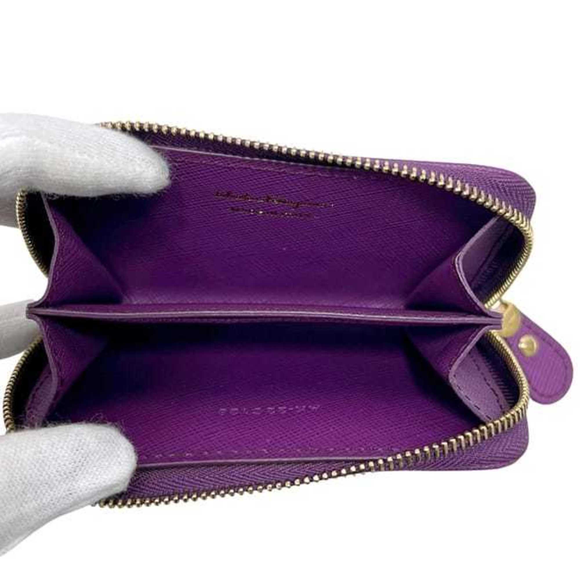 Salvatore Ferragamo Purple Leather Coin Purse/Coin Case (Pre-Owned)