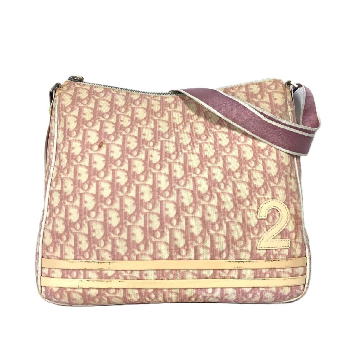 Christian Dior Trotter Pink White Pvc Leather Shoulder Bag (Pre-Owned)