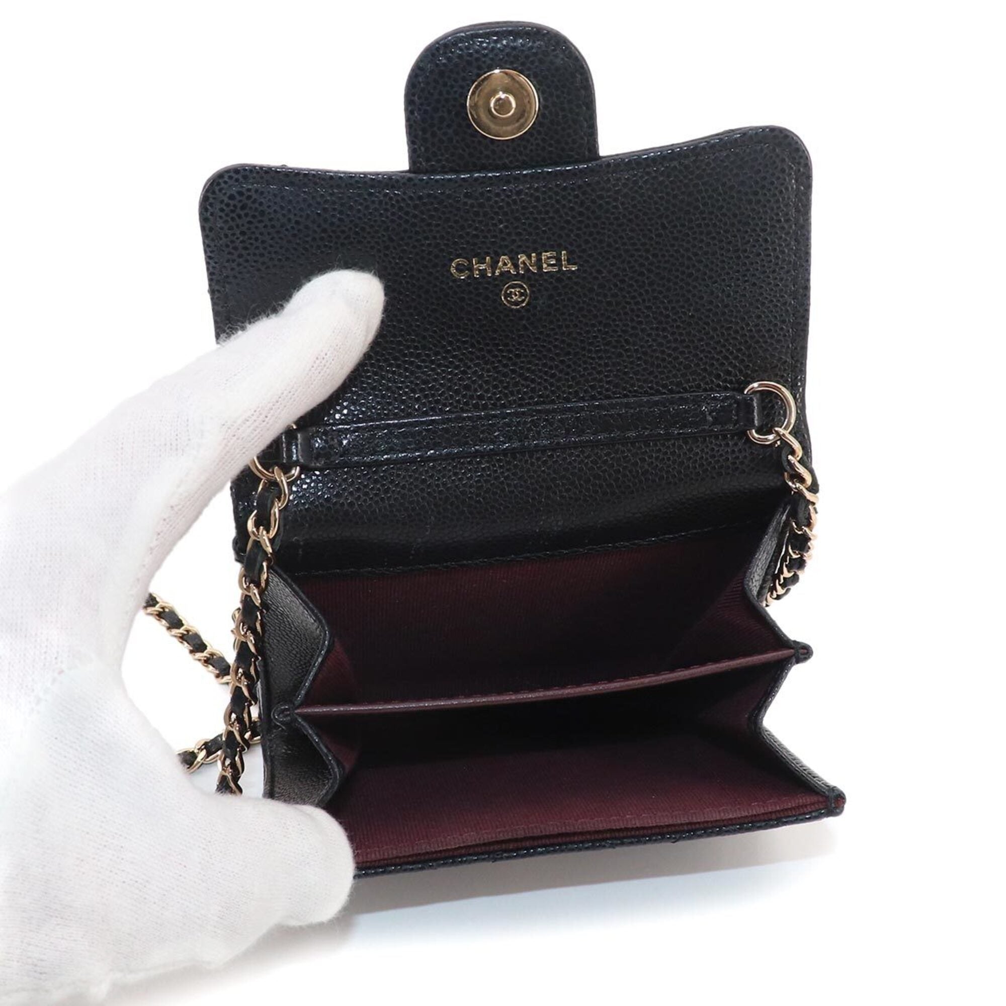 Chanel Matelasse Black Grained Calfskin Coin Purse/Coin Case (Pre-Owned)