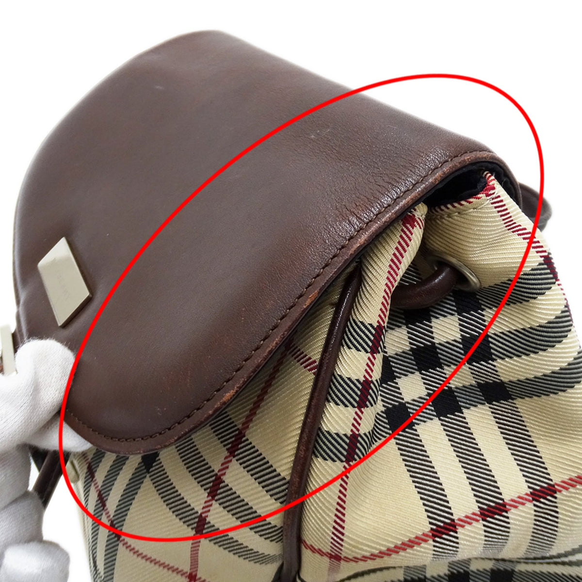 Burberry Beige Brown Canvas Handbag (Pre-Owned)