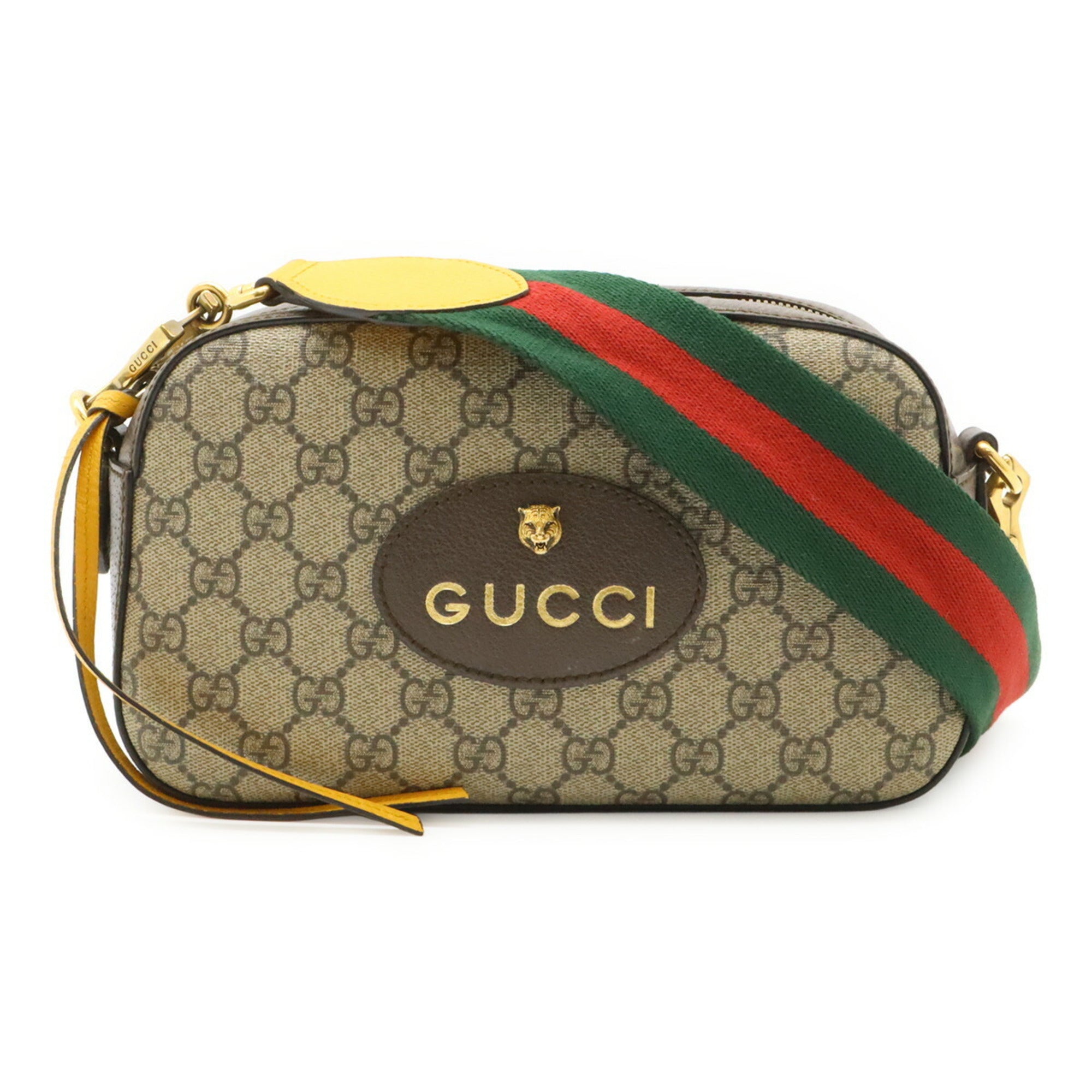 Gucci Beige Brown Green Red Color Yellow Gg Supreme Canvas Pvc Clutch Bag Handbag Shoulder Bag (Pre-Owned)