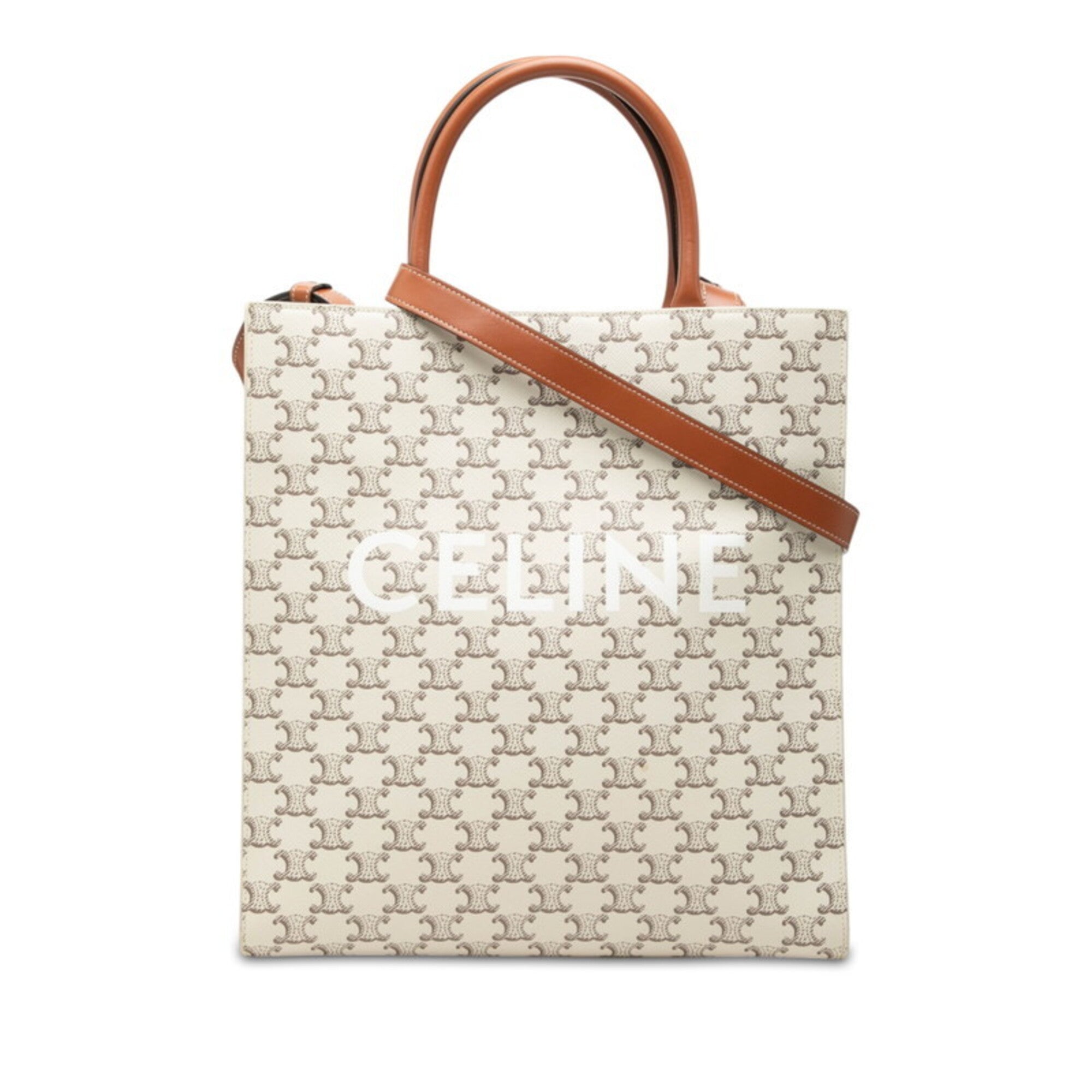 Celine Brown Ivory Pvc Leather Handbag Shoulder Bag (Pre-Owned)