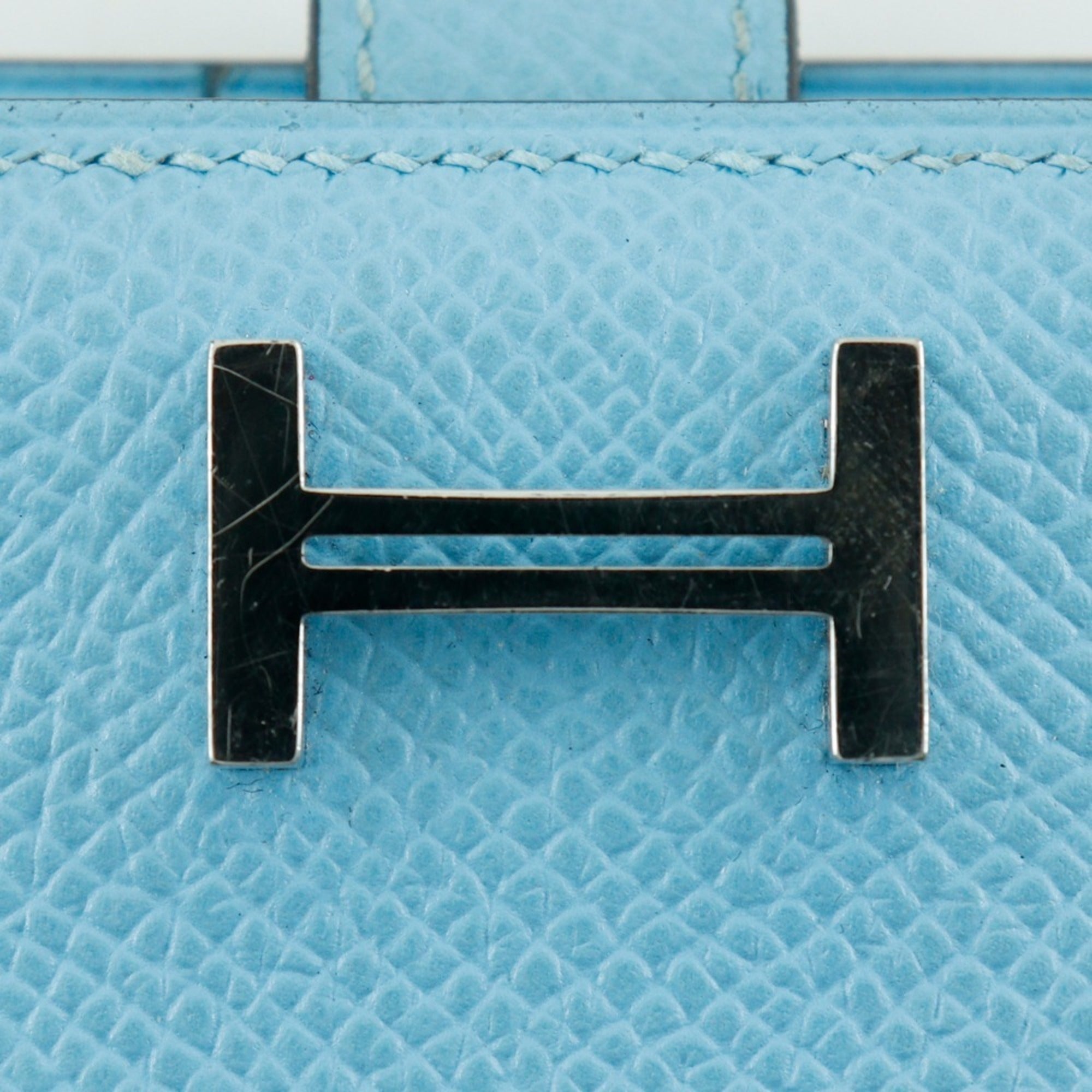 Hermes Bearn Light Blue Epsom Leather Long Wallet (Bi-Fold) (Pre-Owned)