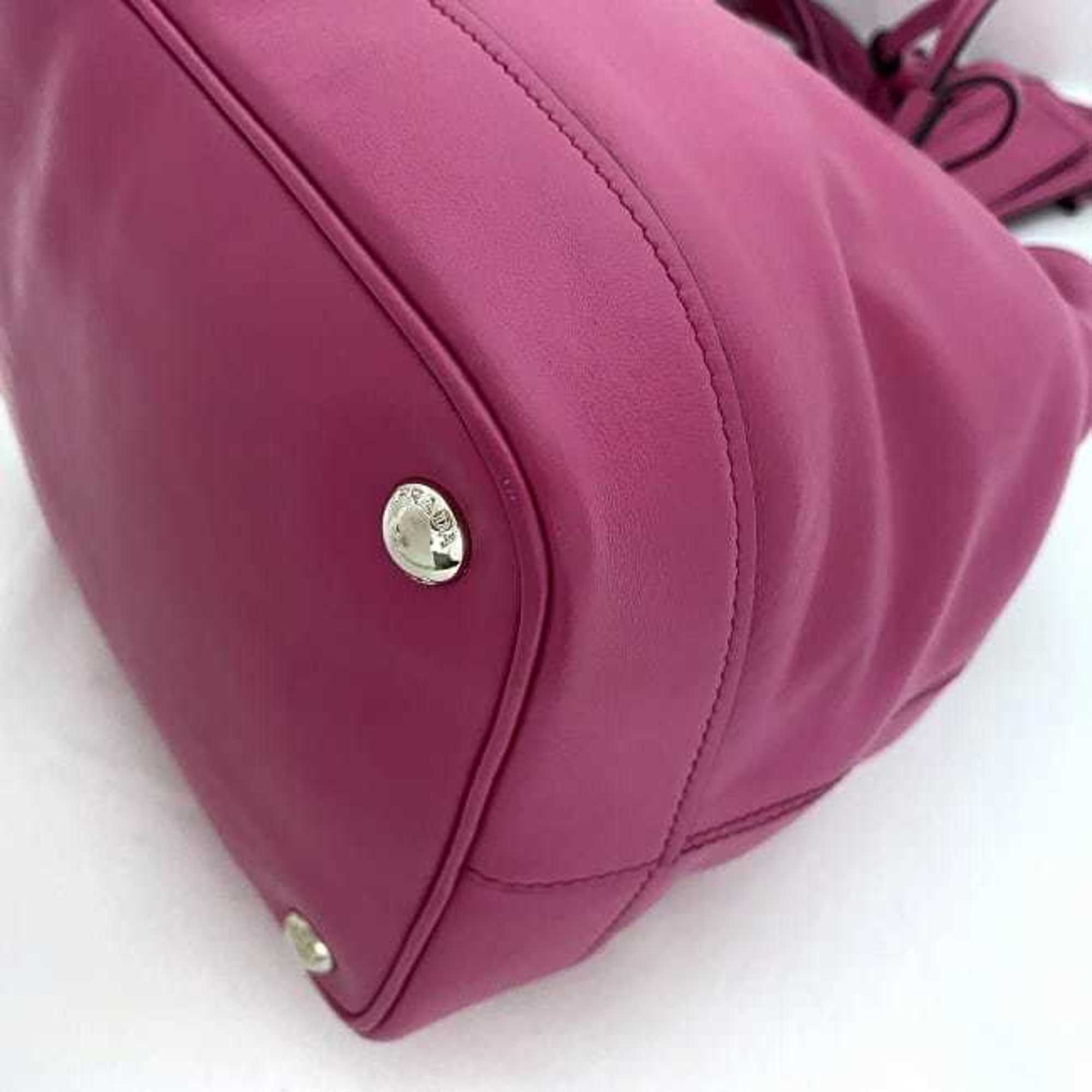 Prada Fuxia Pink Leather Handbag Shoulder Bag (Pre-Owned)