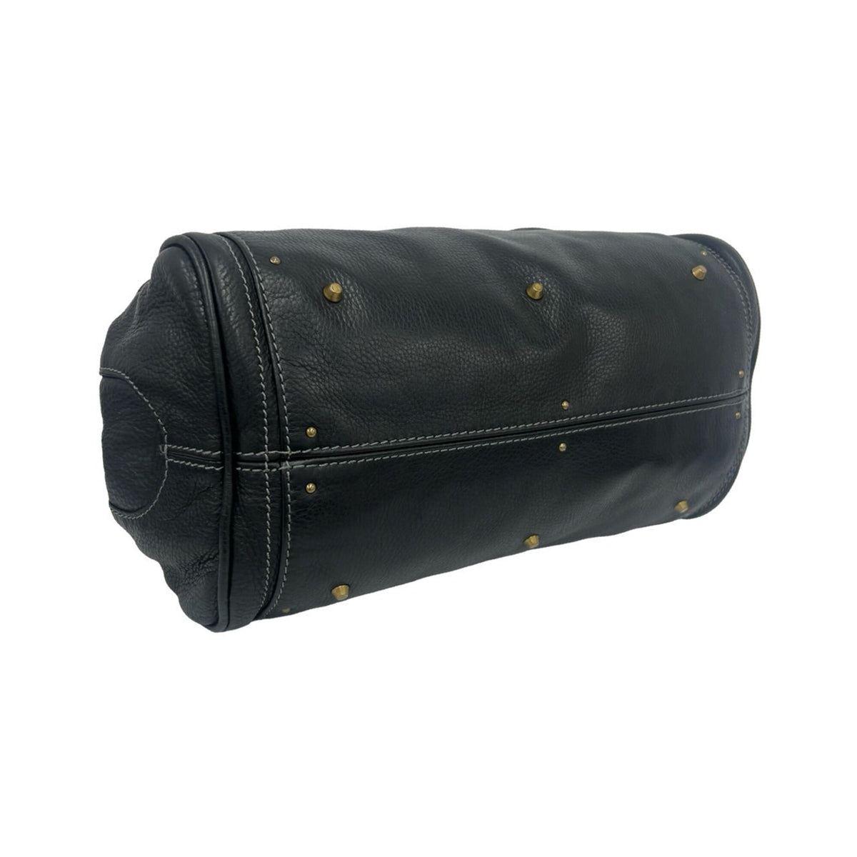 Chloé Black Leather Boston Bag Handbag Tote Bag (Pre-Owned)