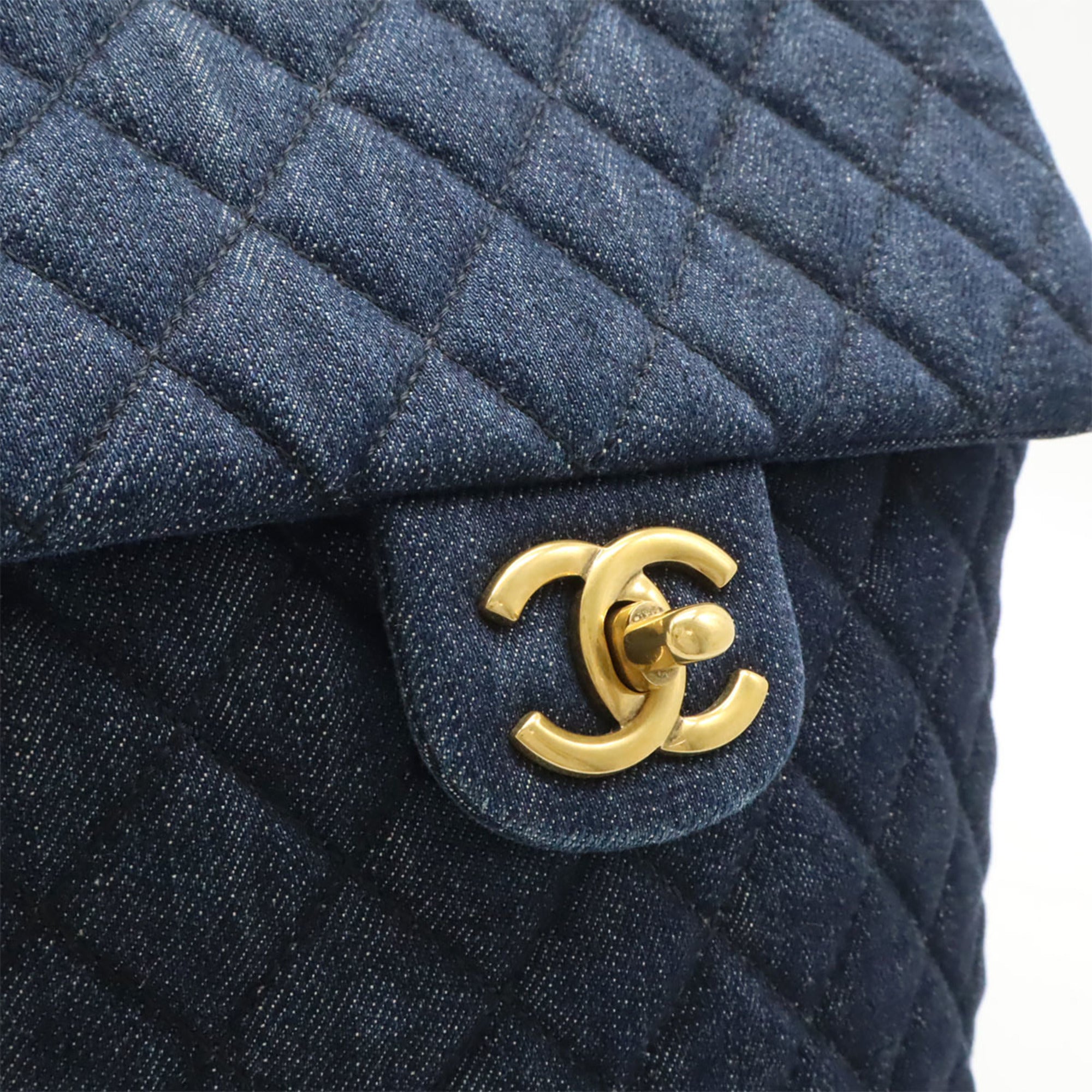 Chanel Matelasse Navy Denim Leather Backpack (Pre-Owned)