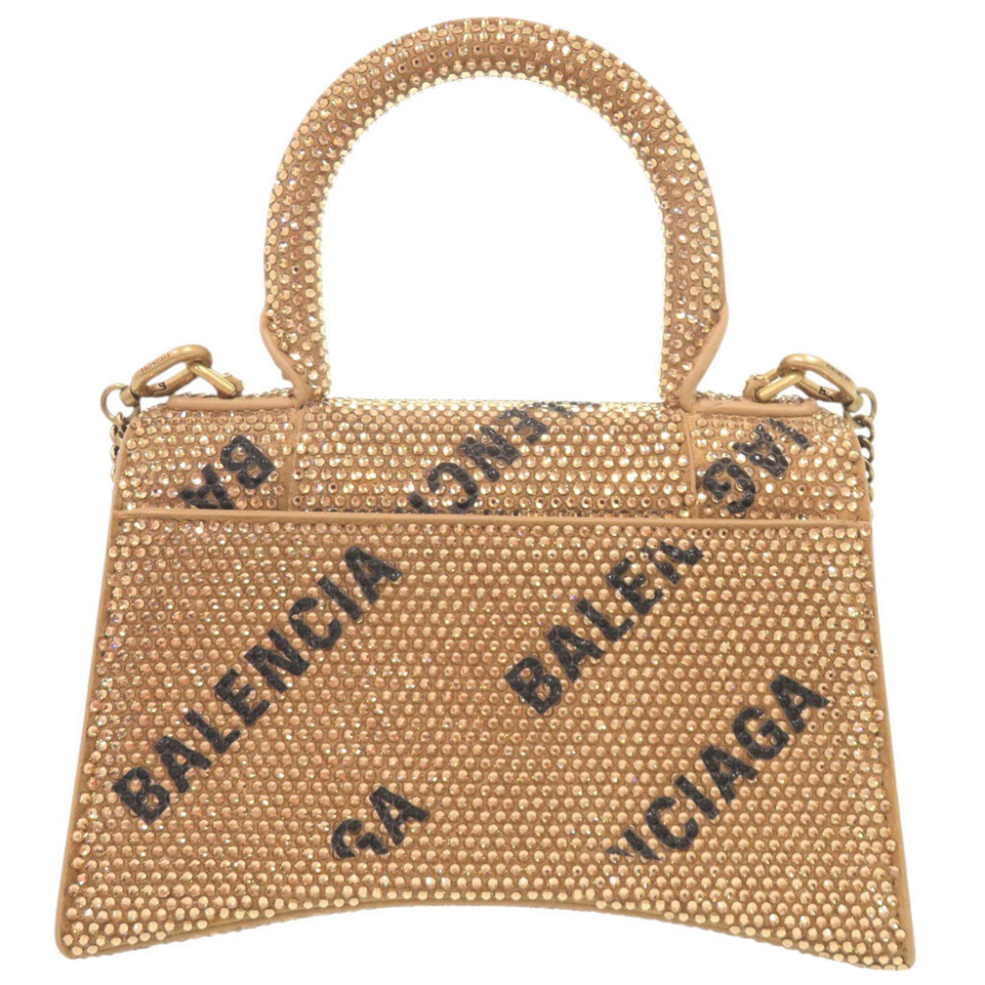 Balenciaga Gold Rhinestone Suede Handbag Shoulder Bag (Pre-Owned)
