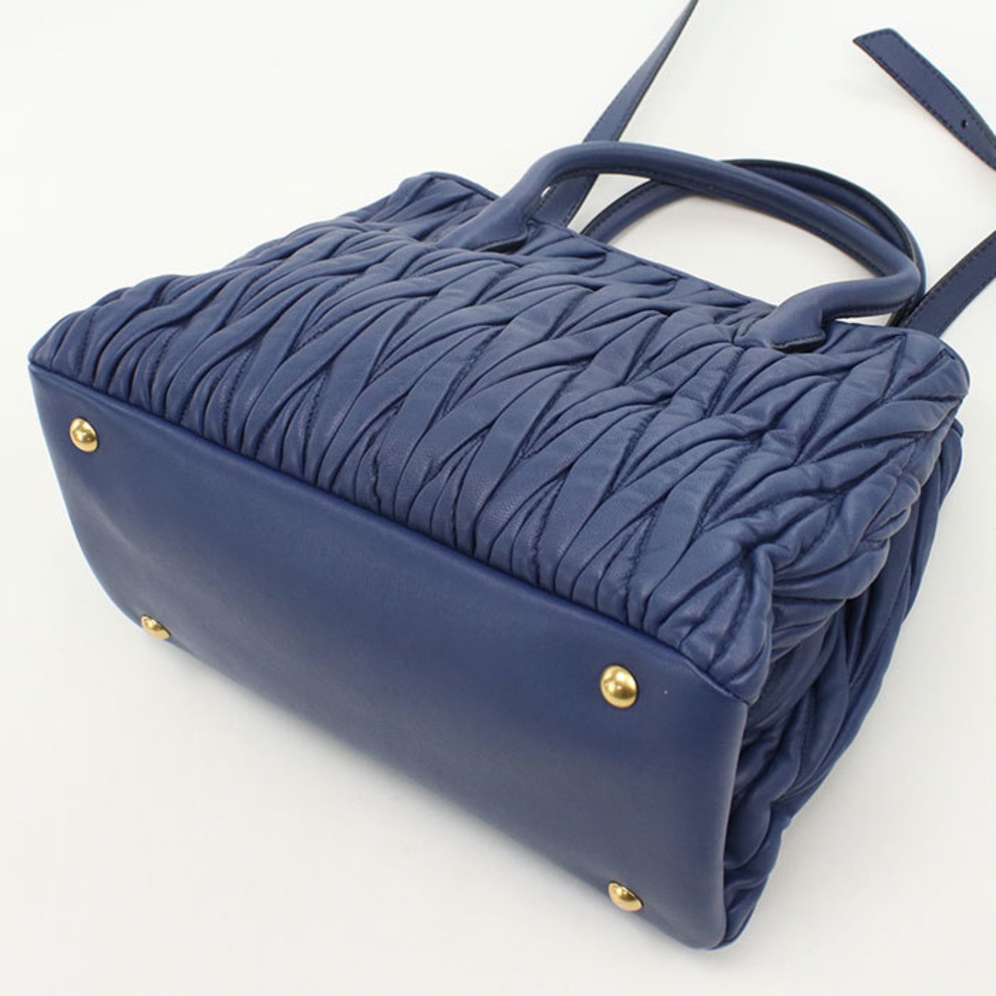 Miu Miu Blue Leather Tote Bag (Pre-Owned)