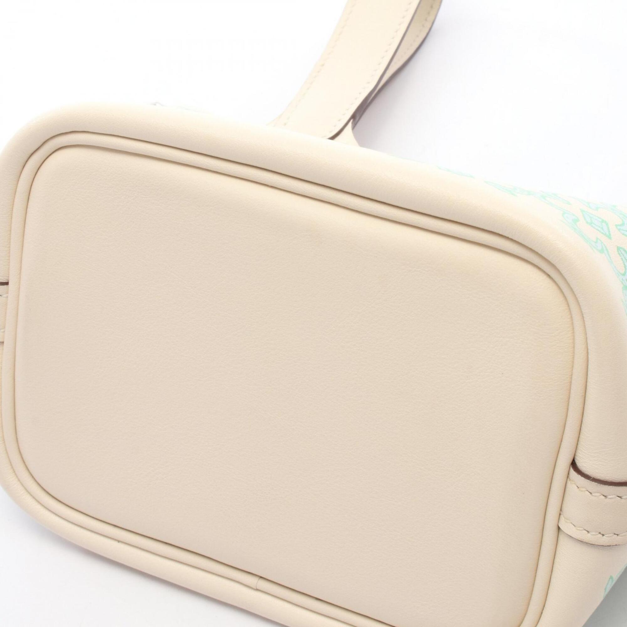 Hermes Blue Green Ivory Swift Leather Leather Handbag (Pre-Owned)