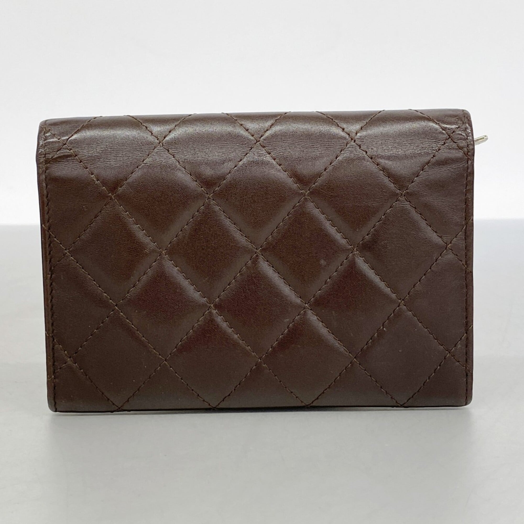 Chanel Dark Brown Leather Coin Purse/Coin Case (Pre-Owned)