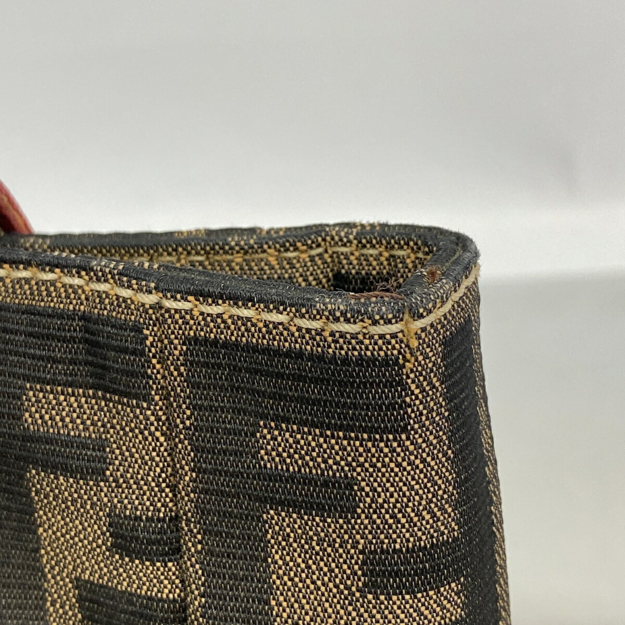 Fendi Brown Red Color Nylon Canvas Tote Bag (Pre-Owned)