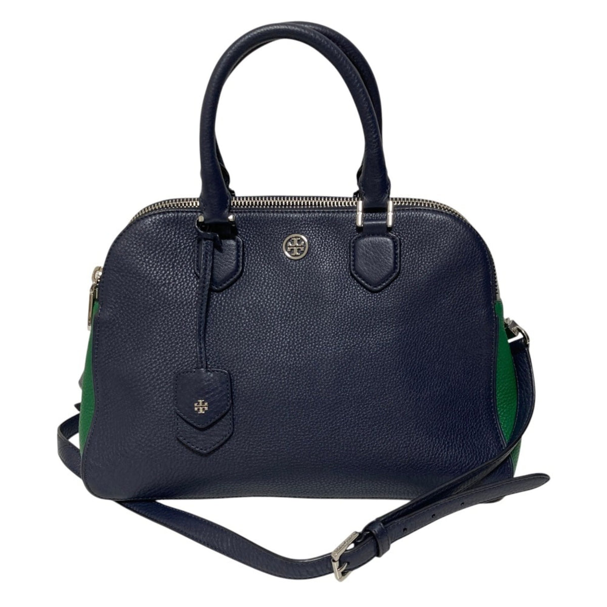 Tory Burch Green Navy Leather Shoulder Bag (Pre-Owned)