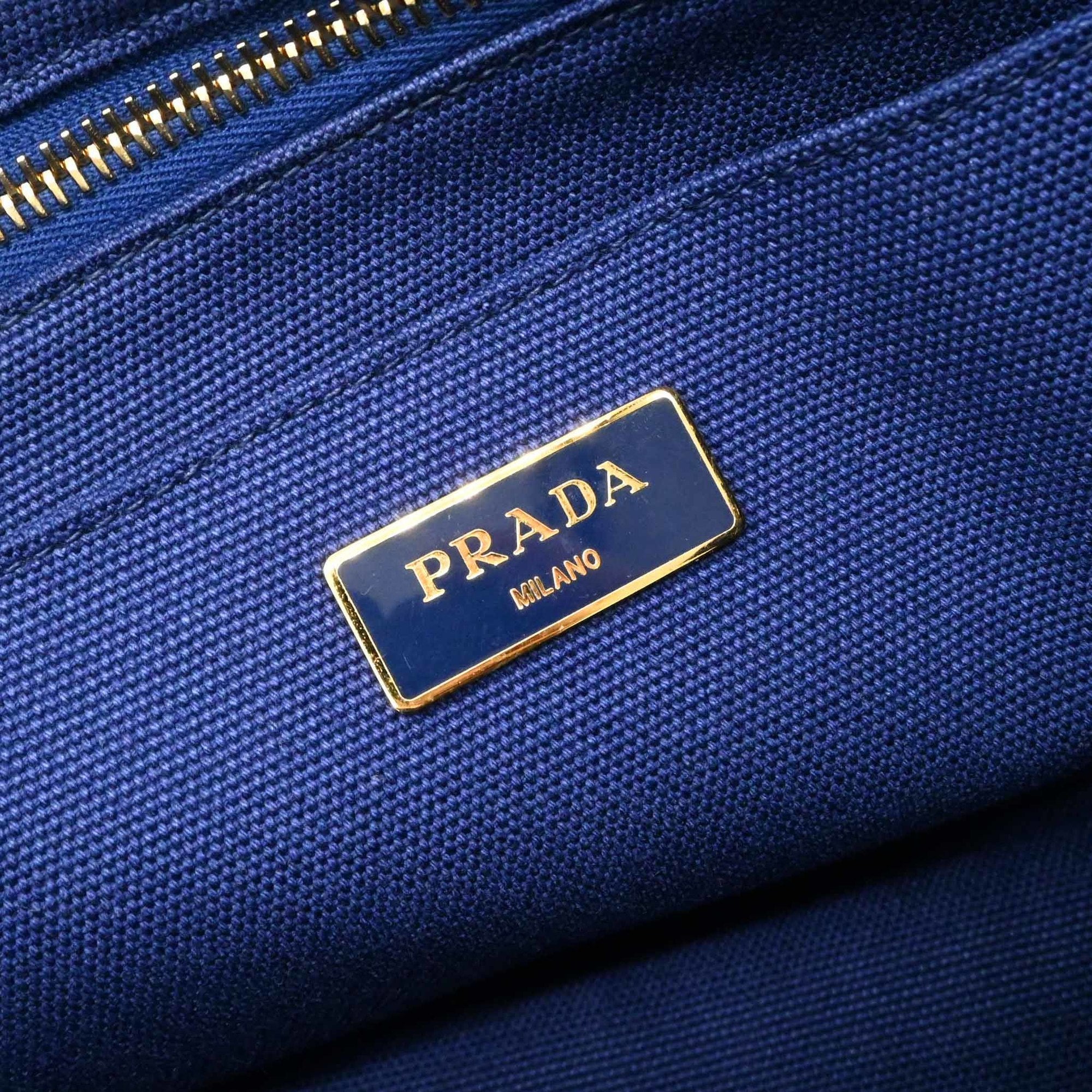 Prada Canapa Blue Canapa Handbag Tote Bag (Pre-Owned)